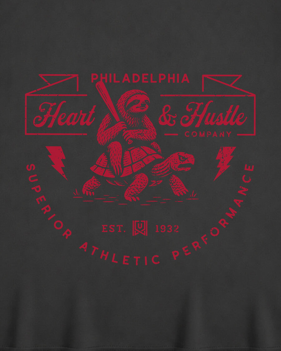 Philly Heart & Hustle Tee - Washed Black / Red - Zoom