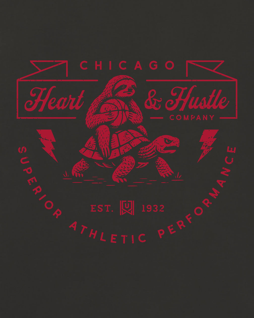 CHI Heart & Hustle Tee - Washed Black / Red - Zoom