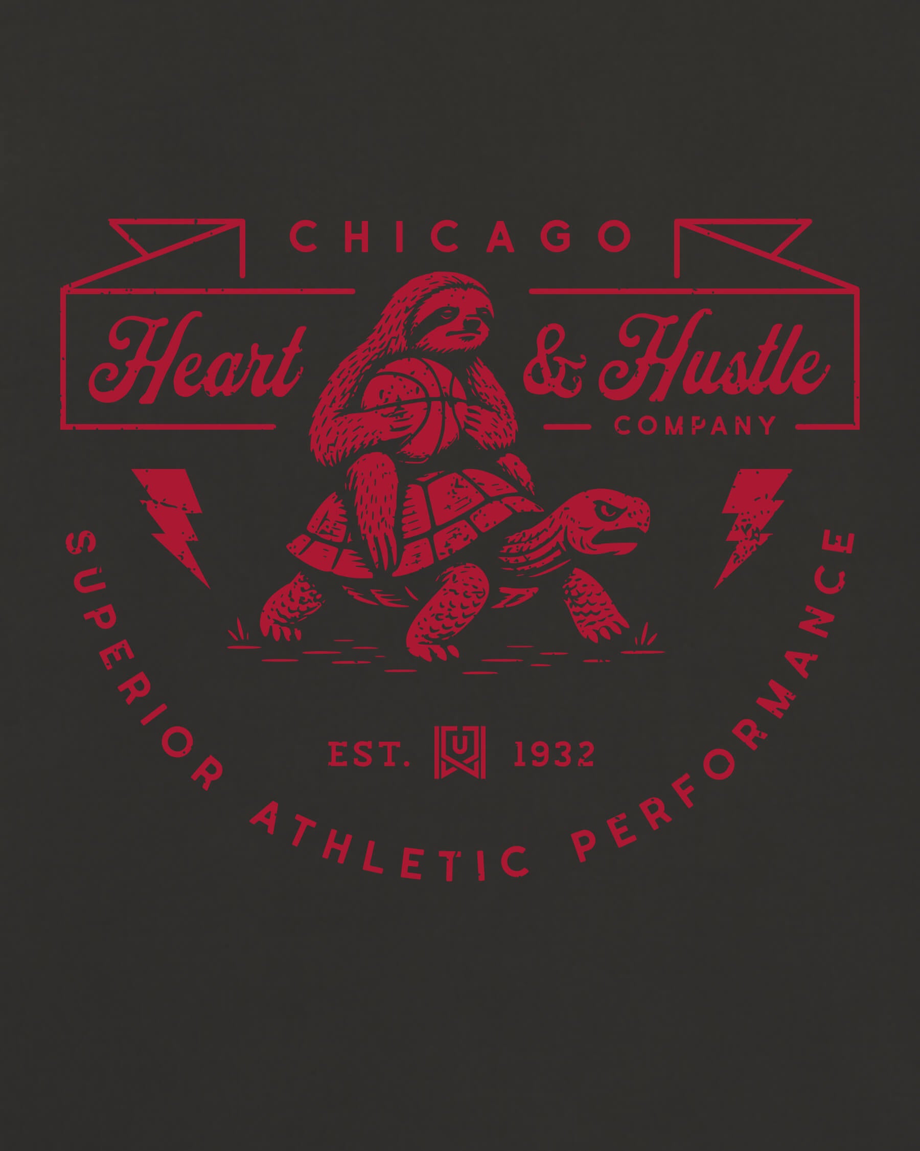 CHI Heart & Hustle Tee - Washed Black / Red - Zoom