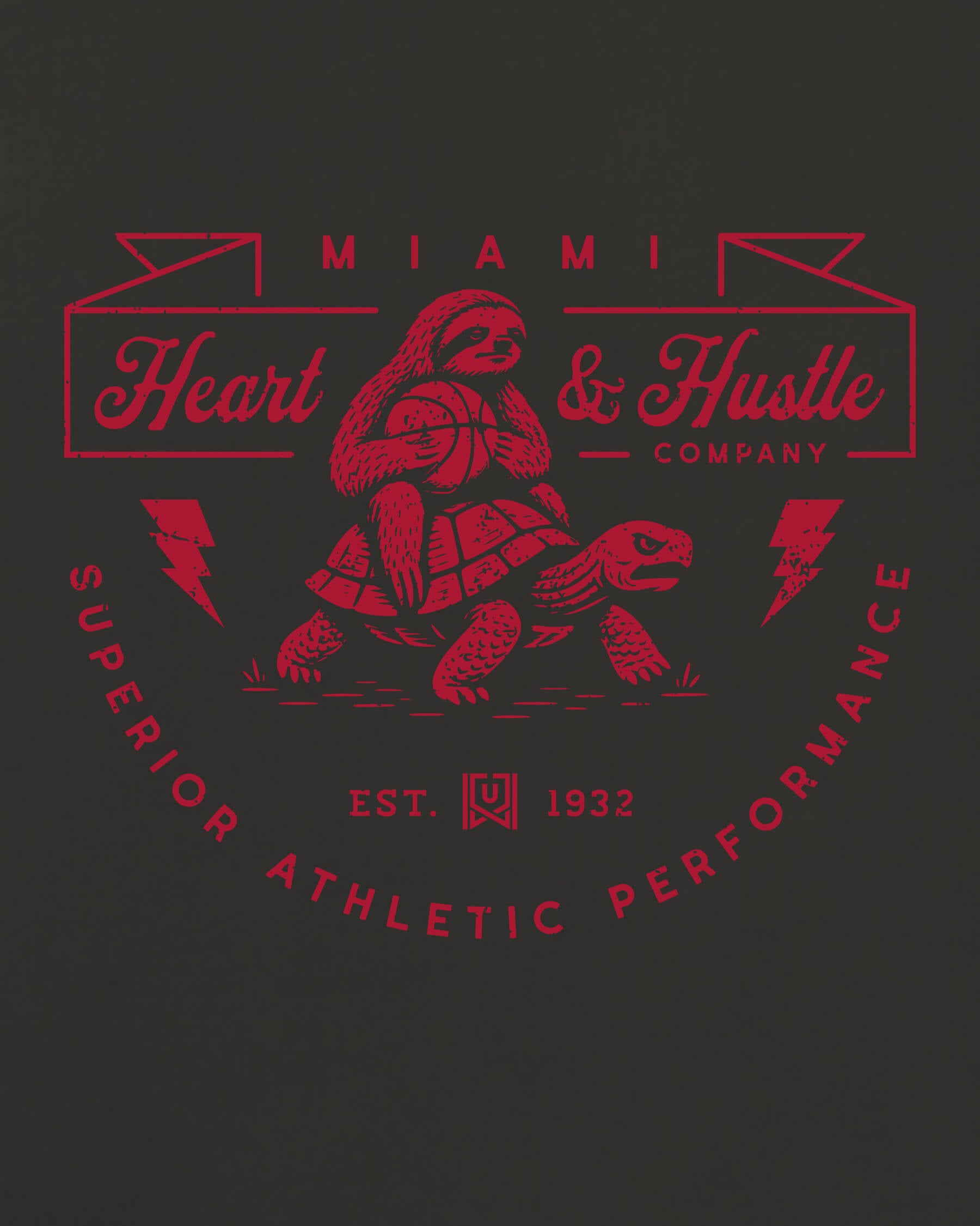 MIA Heart & Hustle Tee - Washed Black / Red - Zoom