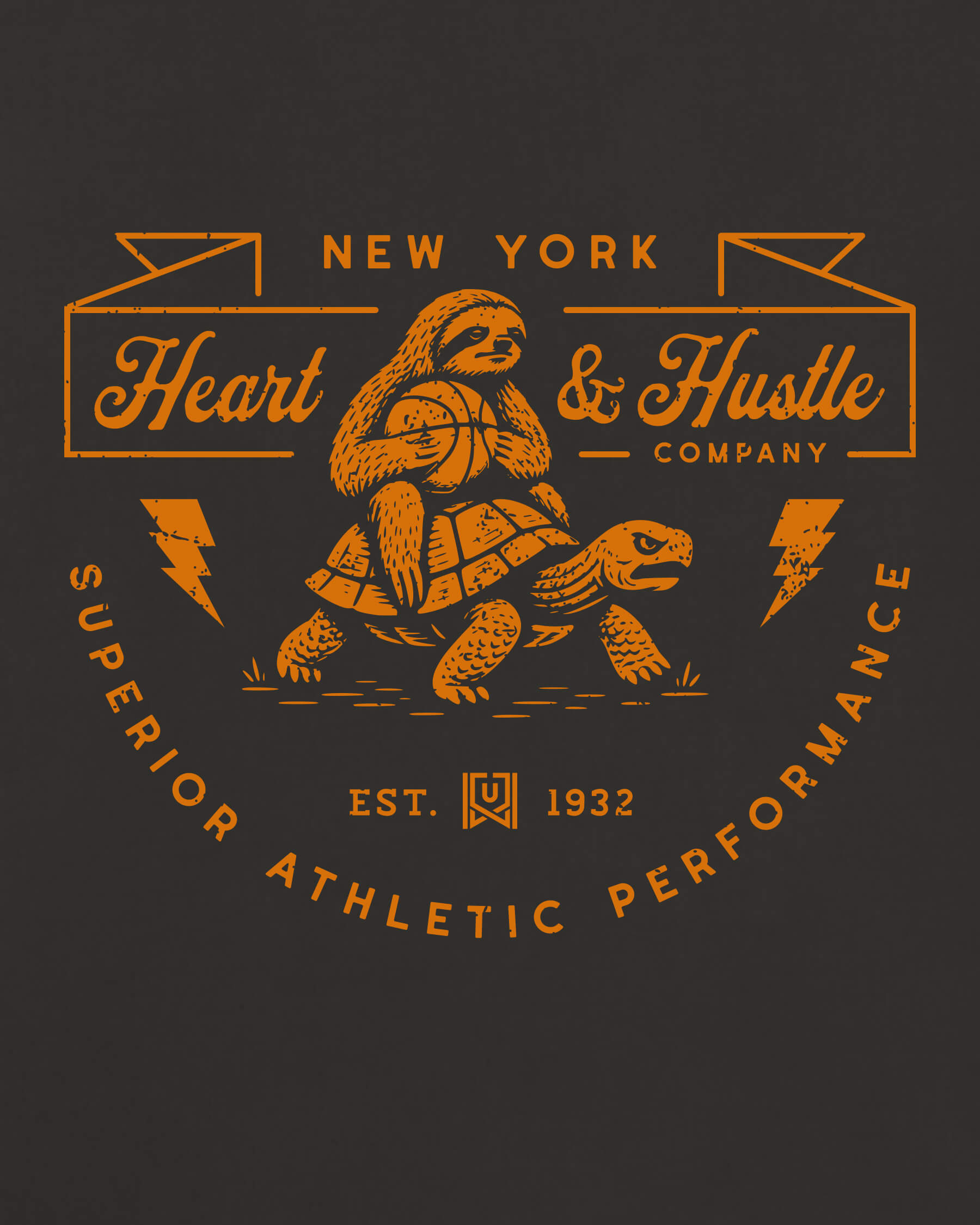 NY Heart & Hustle Tee - Washed Black / Orange - Zoom
