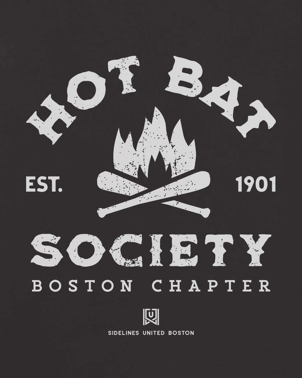 BOS Hot Bat Society Tee - Washed Black / White - Zoom