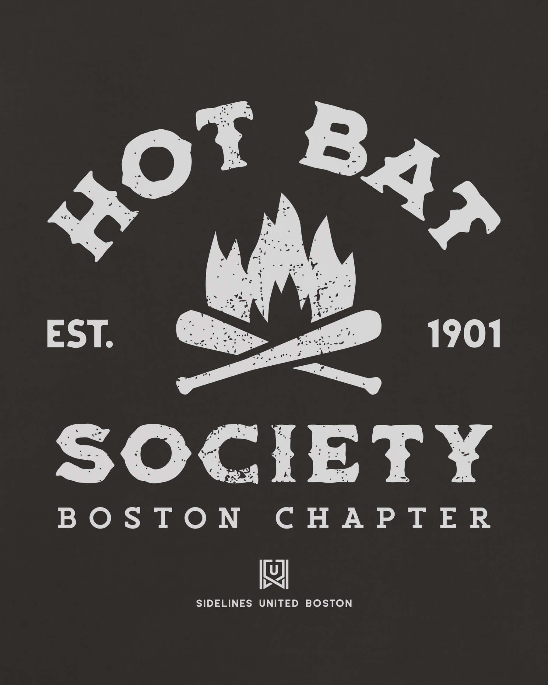 BOS Hot Bat Society Tee - Washed Black / White - Zoom