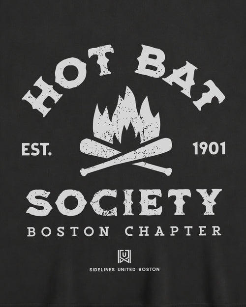 BOS Hot Bat Society Tee - Washed Black / White - Zoom