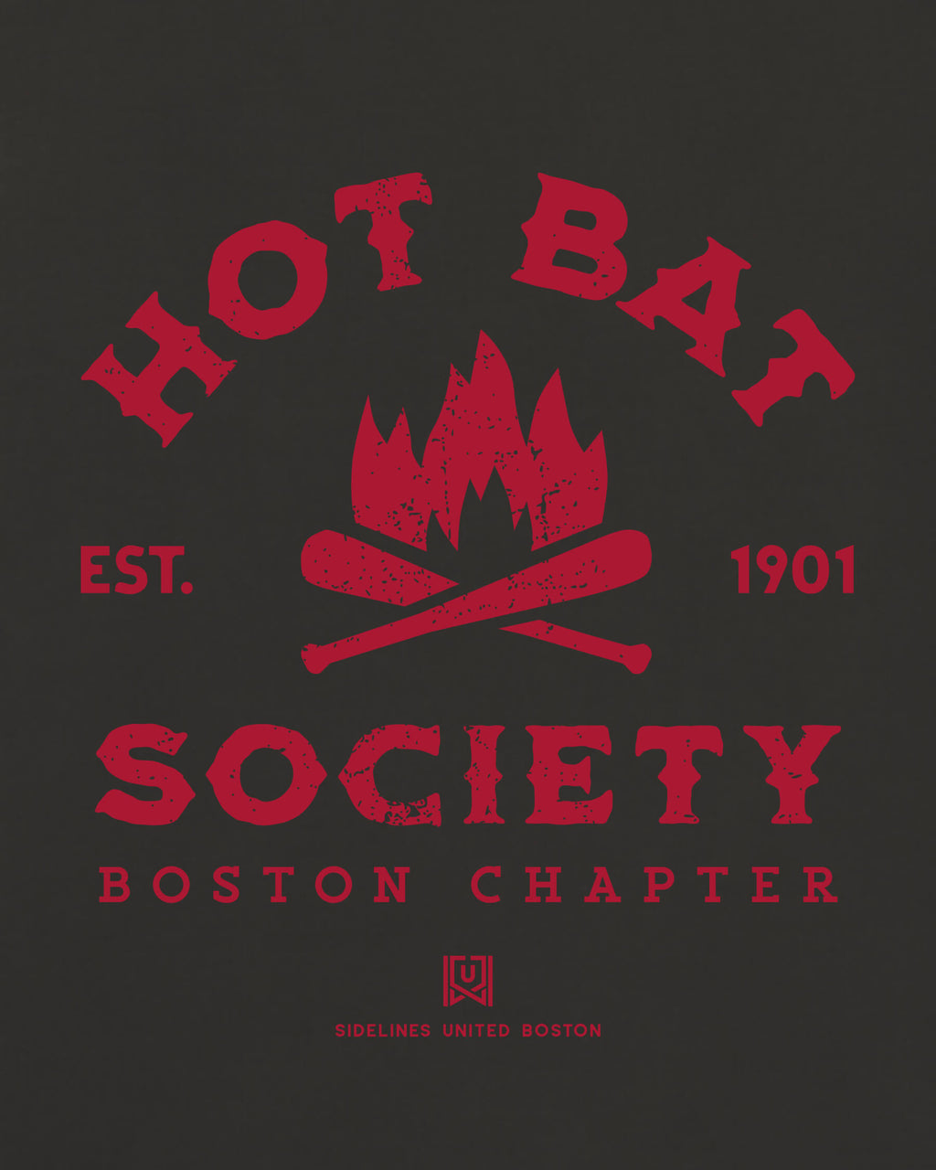 BOS Hot Bat Society Tee - Washed Black / Red - Zoom