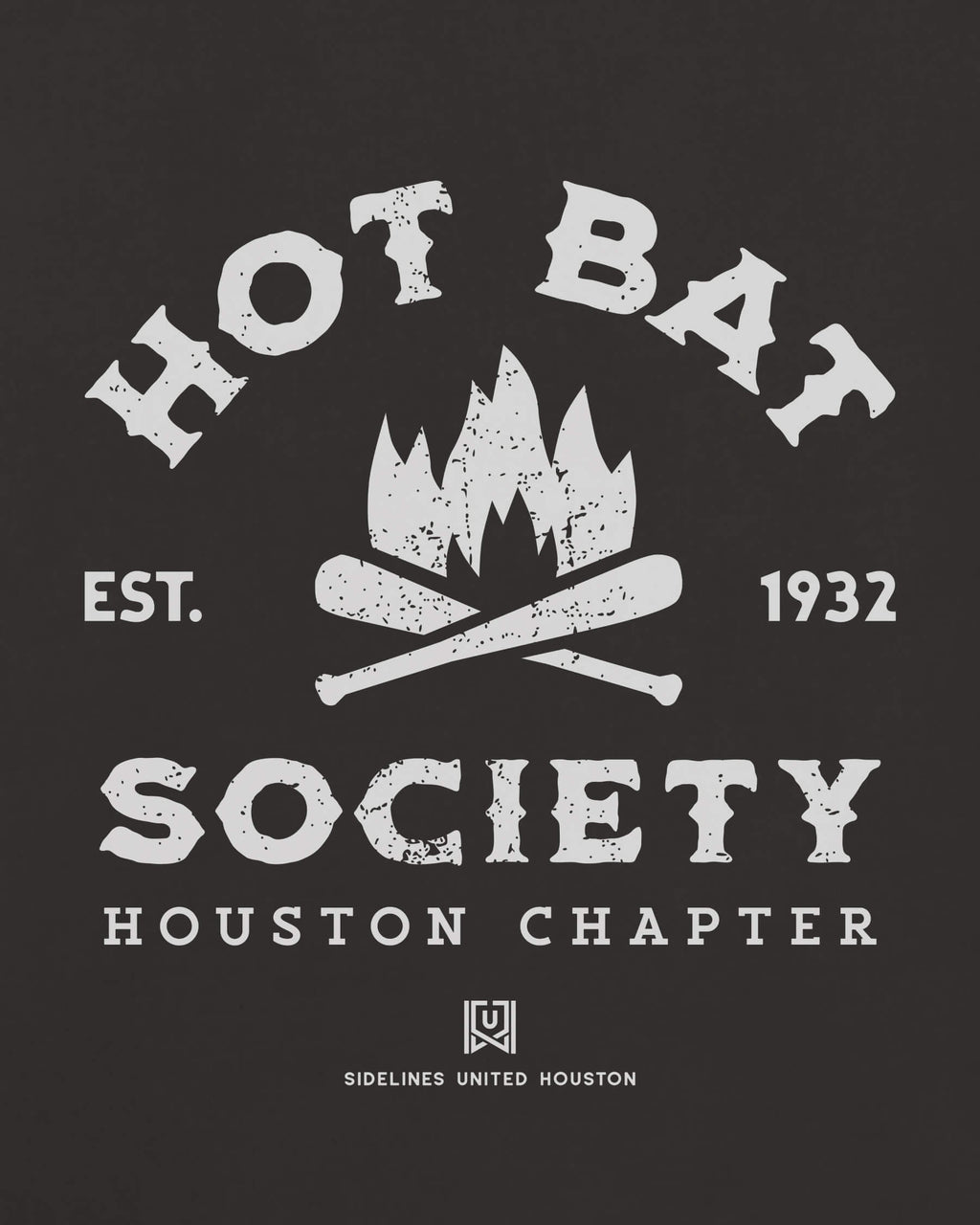 HOU Hot Bat Society Tee - Washed Black / White - Zoom