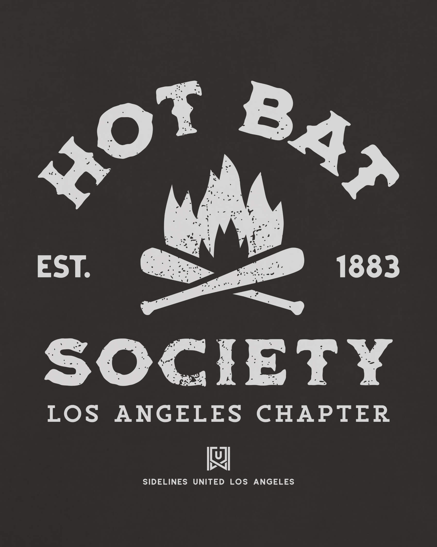 LA Hot Bat Society Tee - Washed Black / White - Zoom