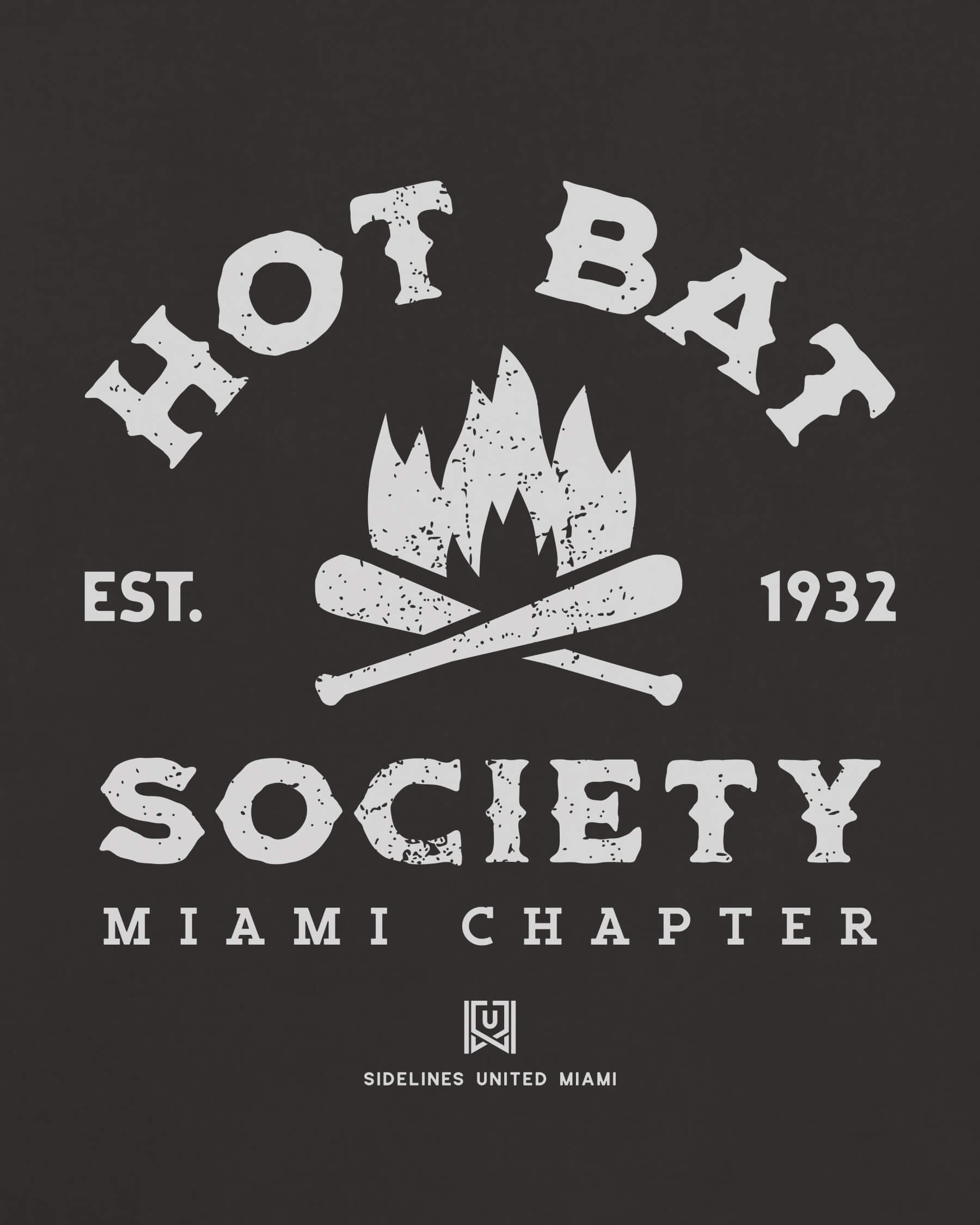 MIA Hot Bat Society Tee - Washed Black / White - Zoom