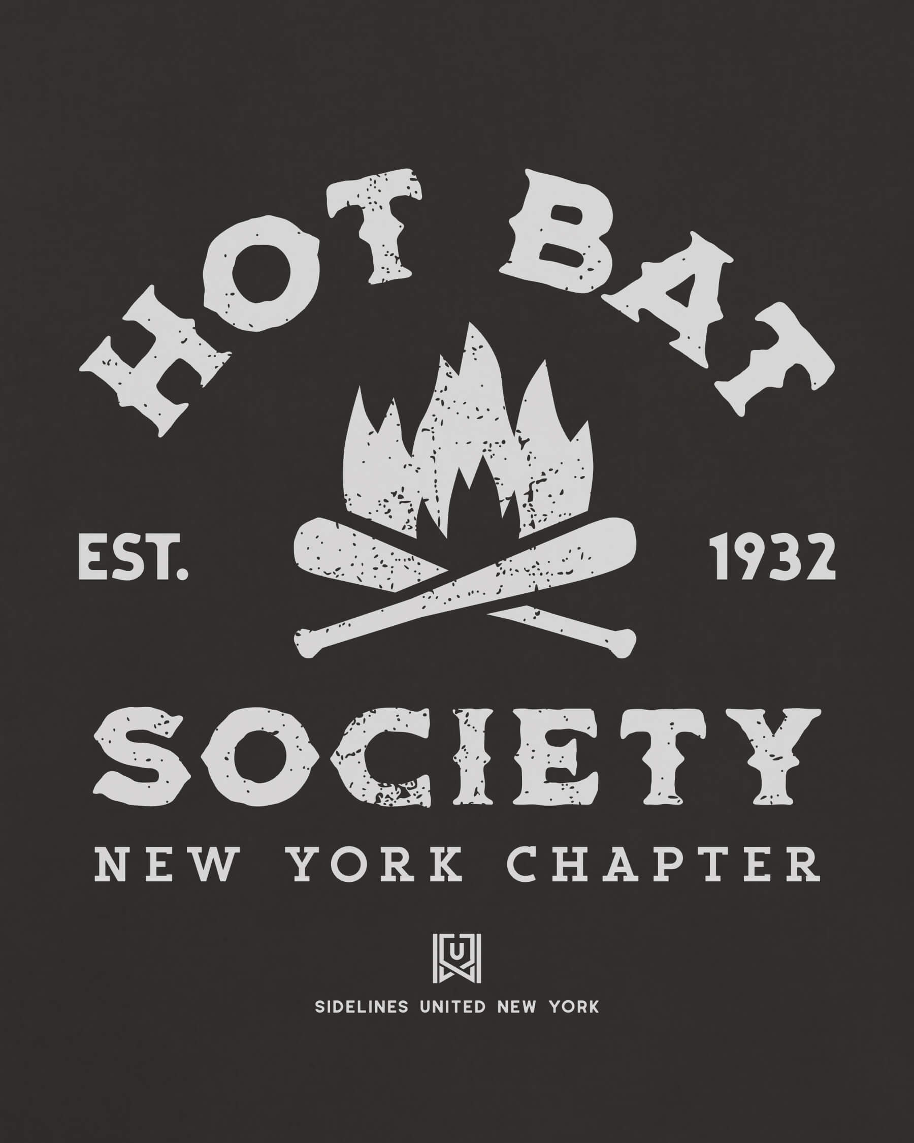 NY Hot Bat Society Tee - Washed Black / White - Zoom