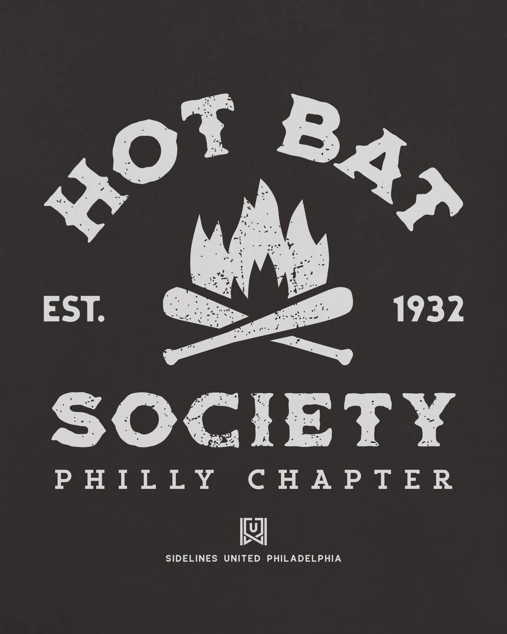 Philly Hot Bat Society Tee - Washed Black / White - Zoom