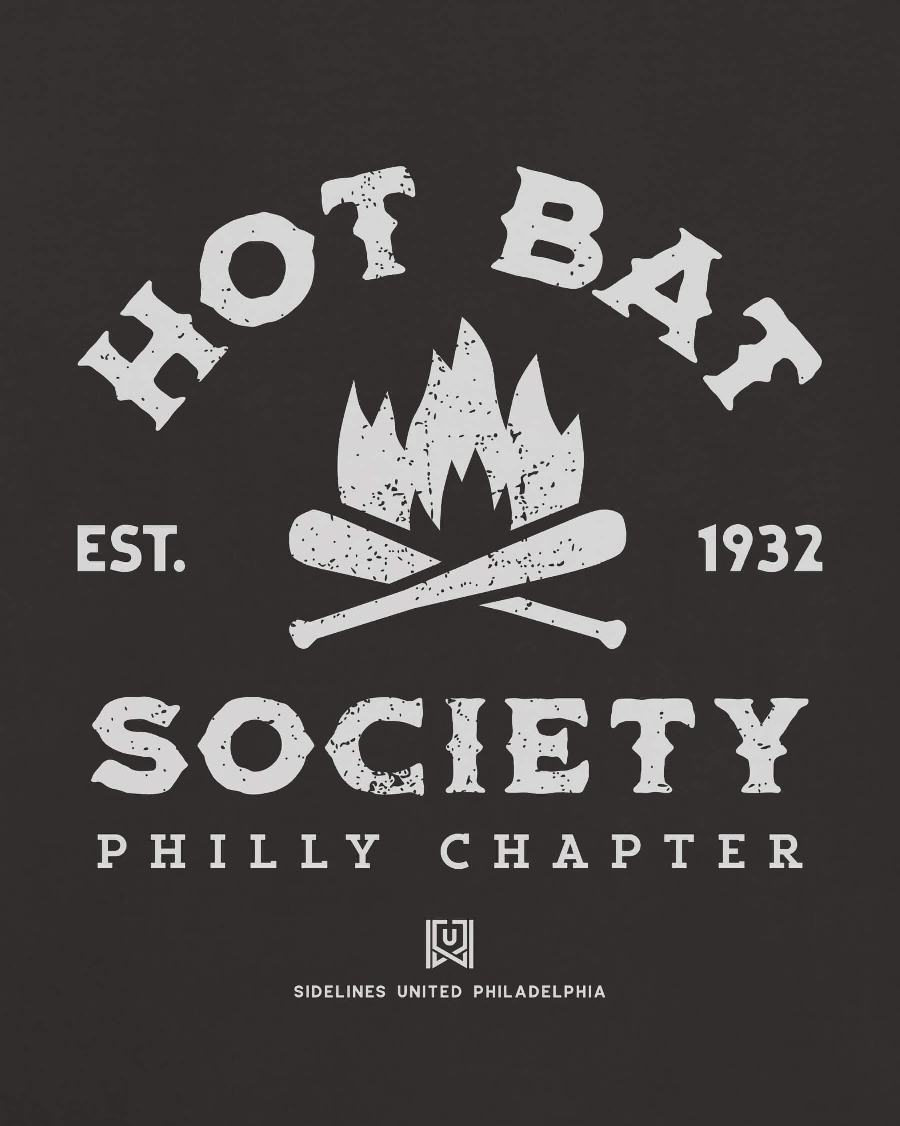 Philly Hot Bat Society Tee - Washed Black / White - Zoom