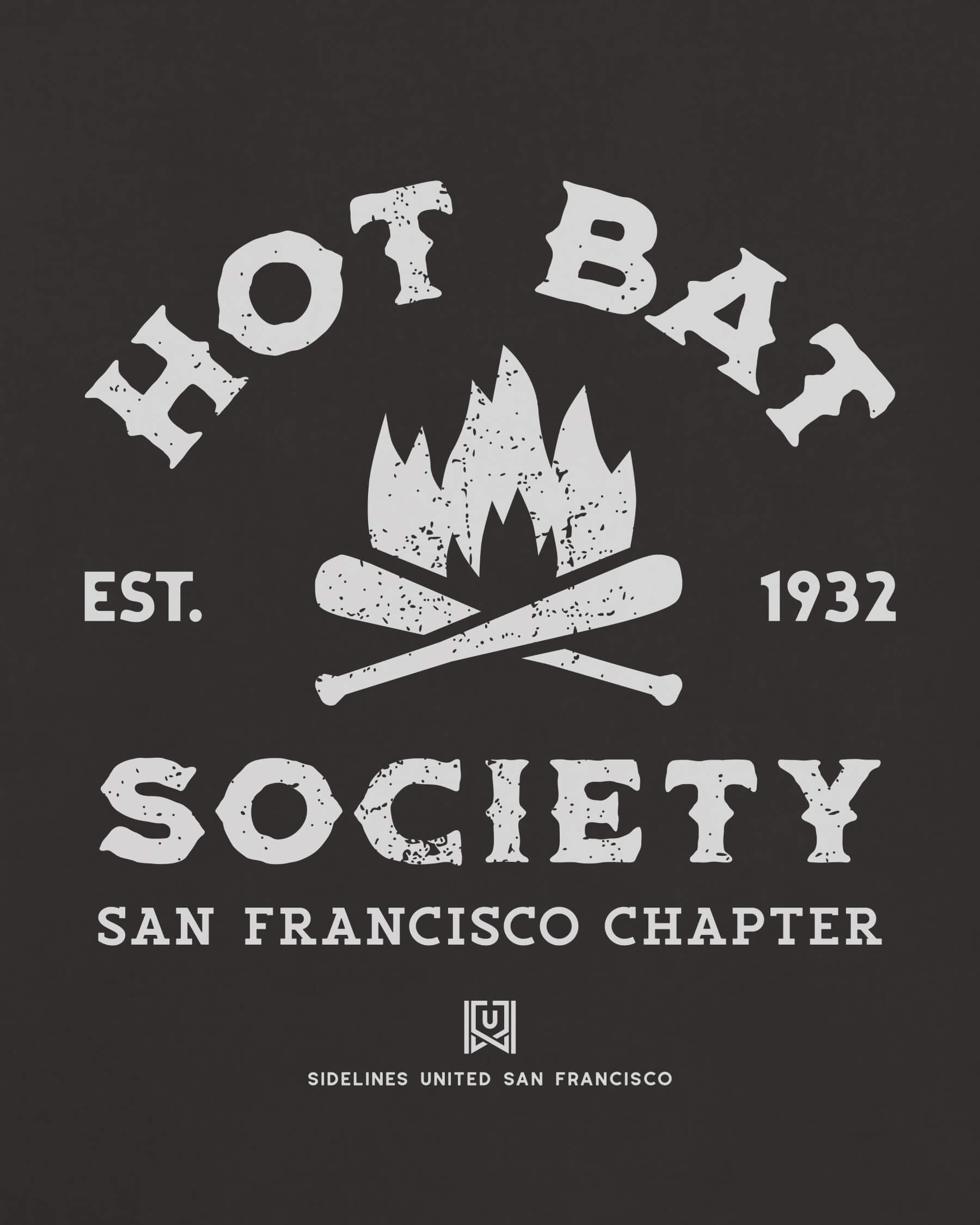 SF Hot Bat Society Tee - Washed Black / White - Zoom