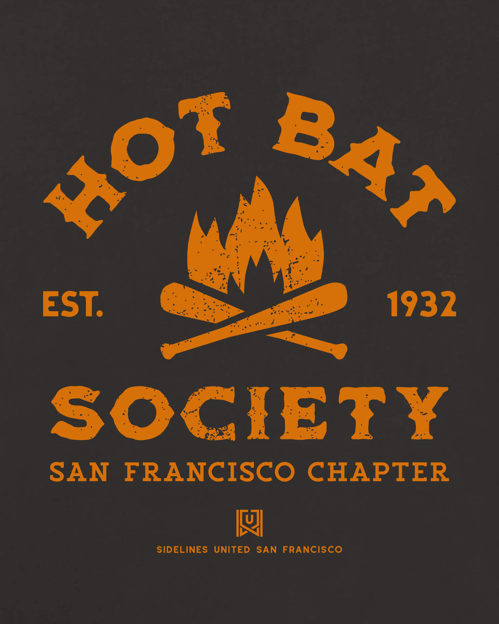 SF Hot Bat Society Tee - Washed Black / Orange - Zoom