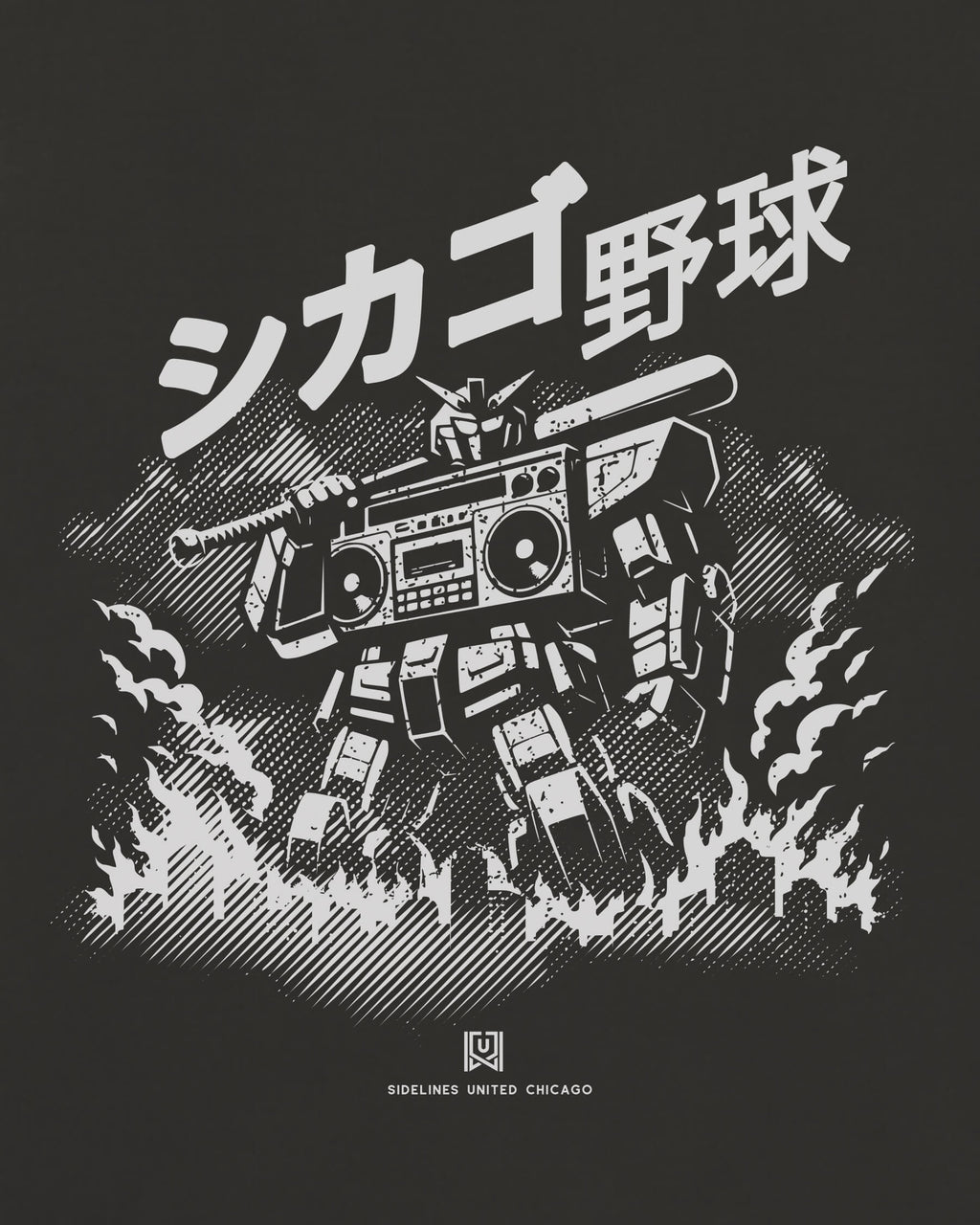 CHI Mech Tee - Washed Black / White - Zoom