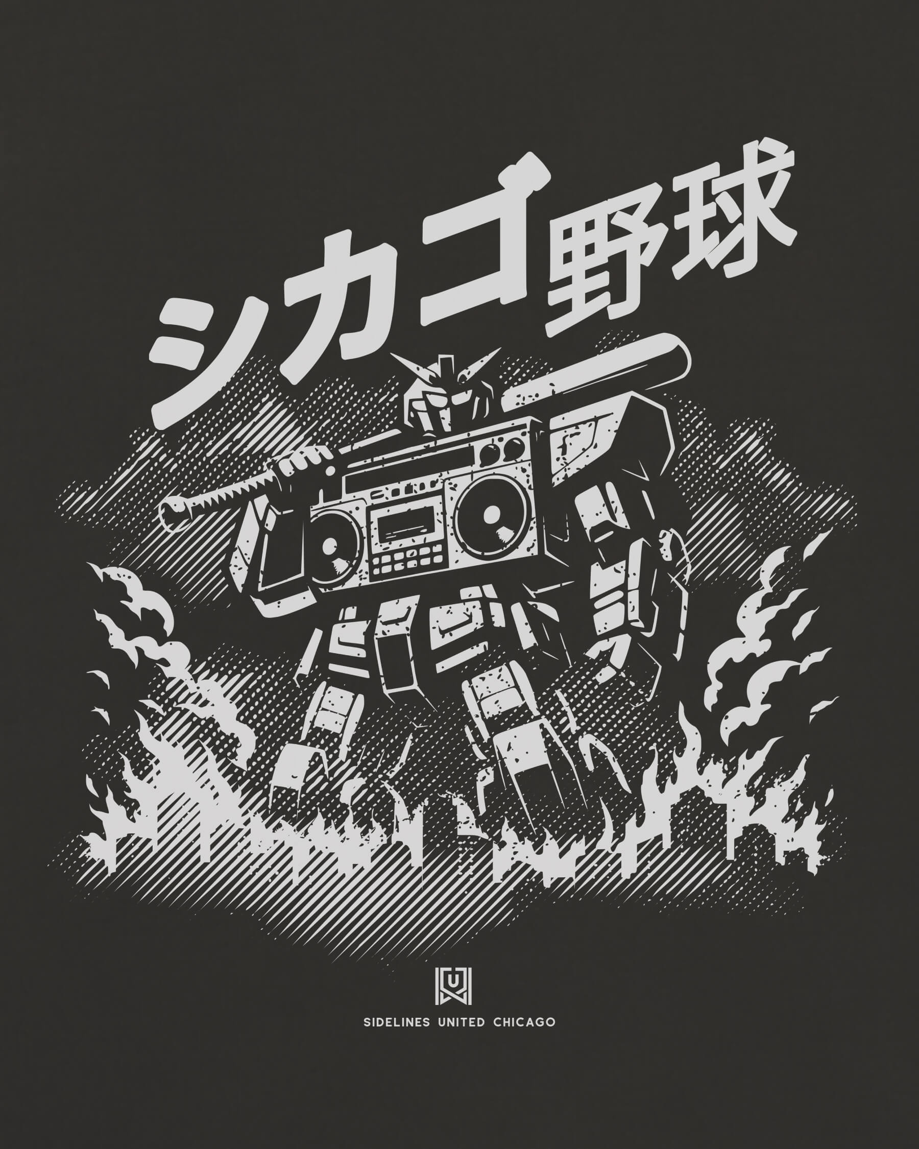 CHI Mech Tee - Washed Black / White - Zoom