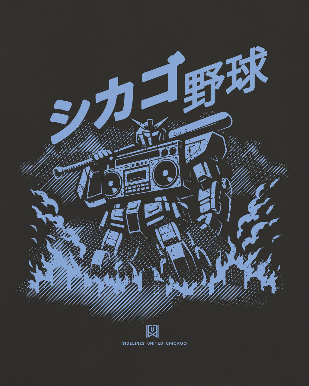 CHI Mech Tee - Washed Black / Blue - Zoom