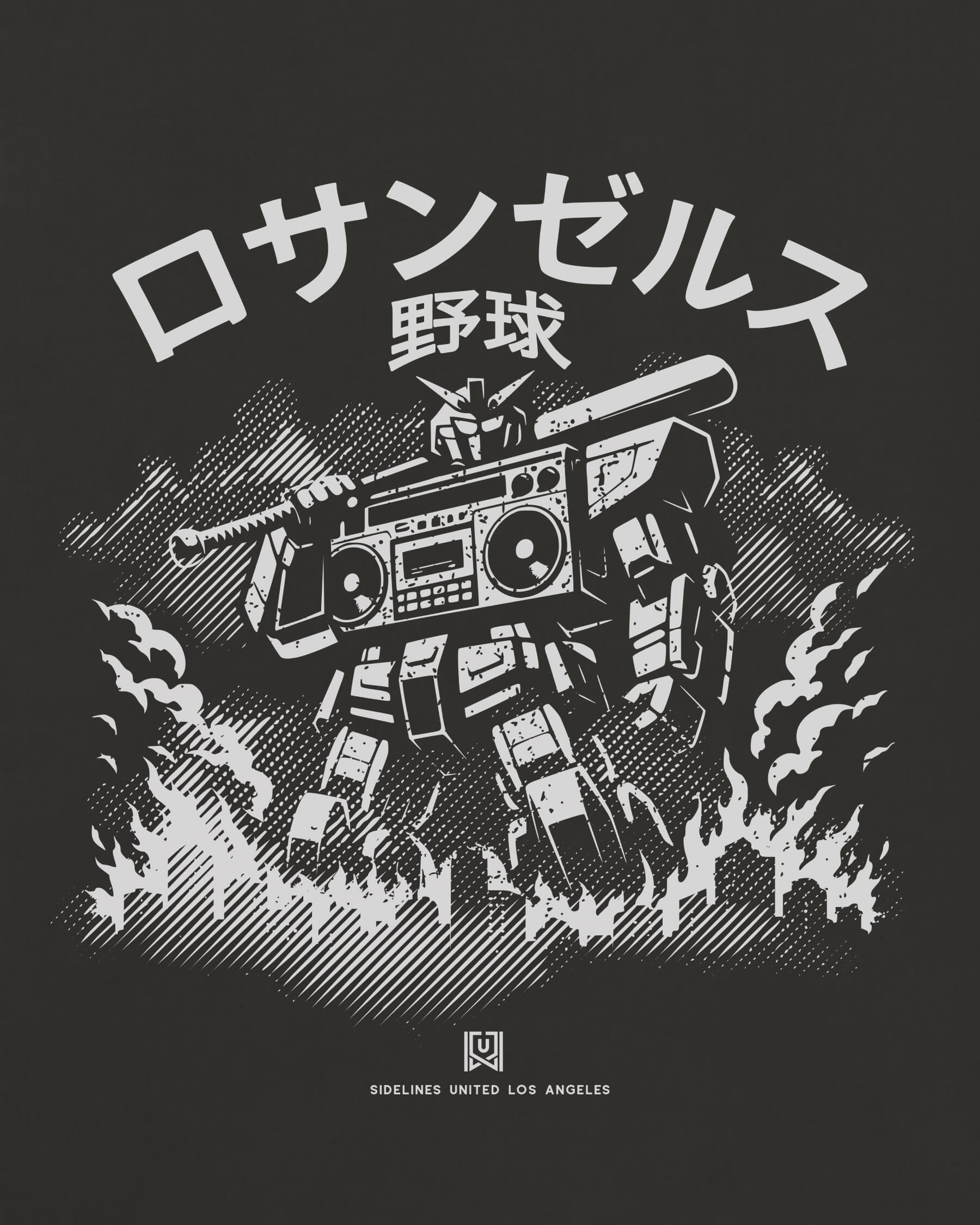 LA Mech Tee - Washed Black / White - Zoom