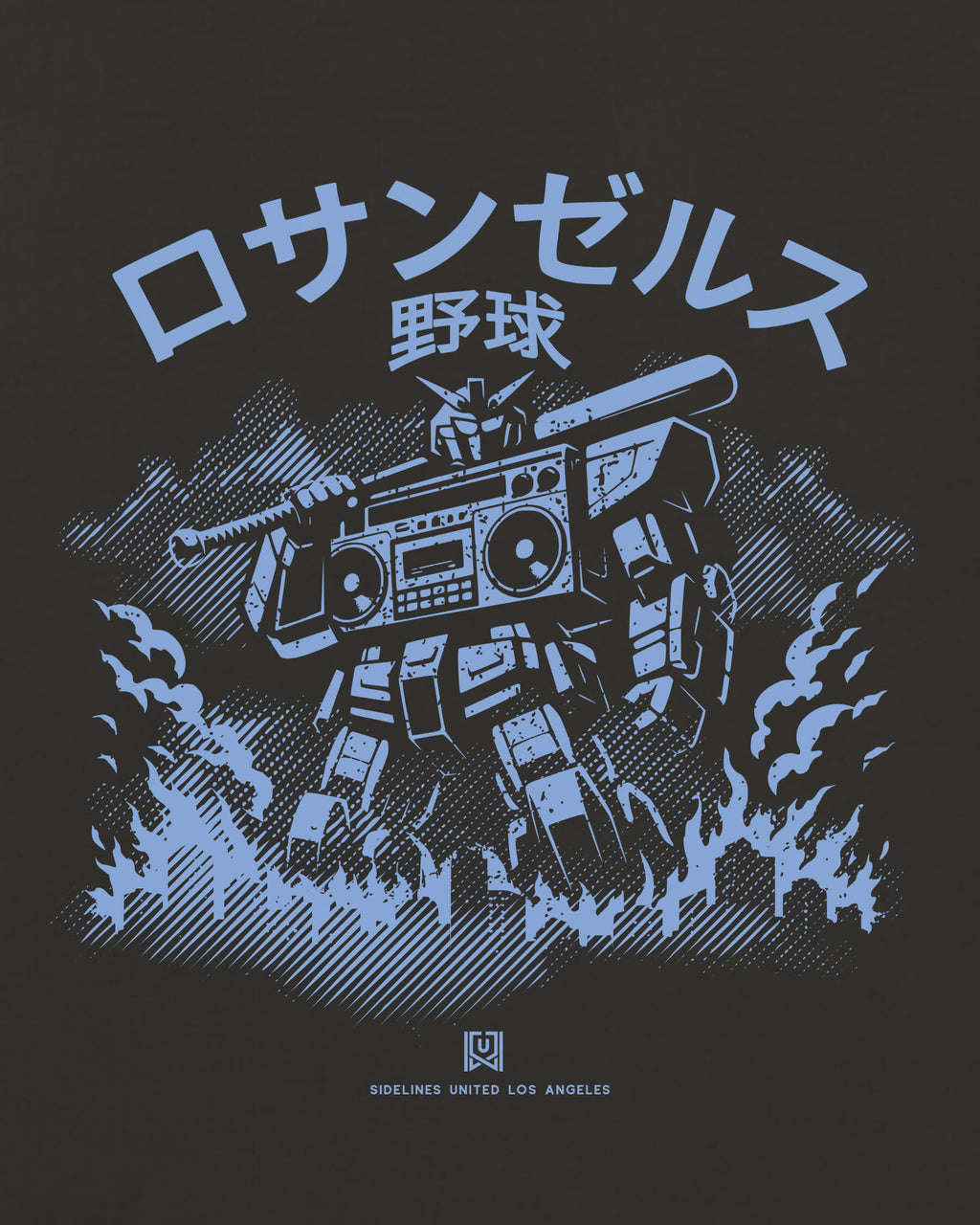 LA Mech Tee - Washed Black / Blue - Zoom