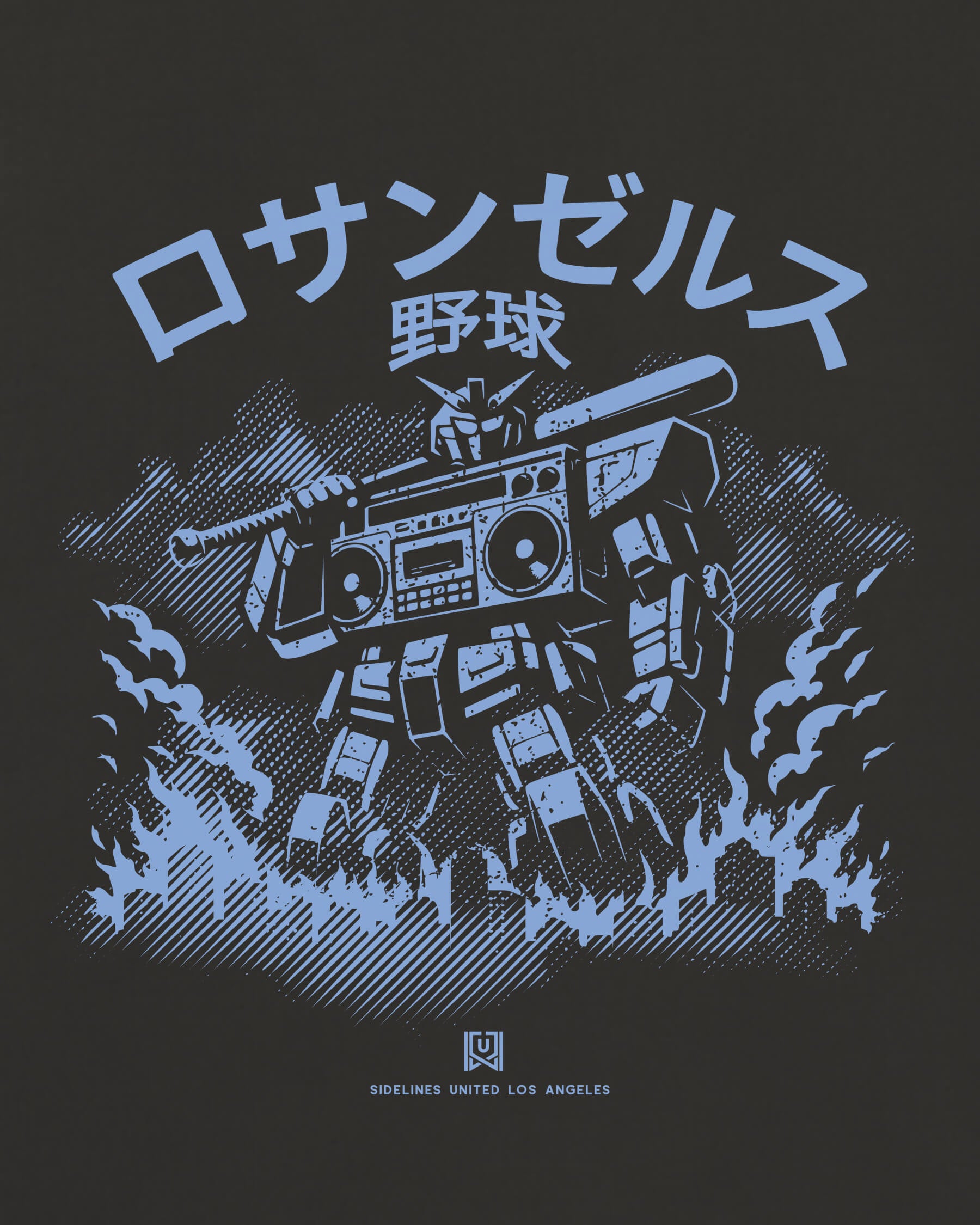 LA Mech Tee - Washed Black / Blue - Zoom