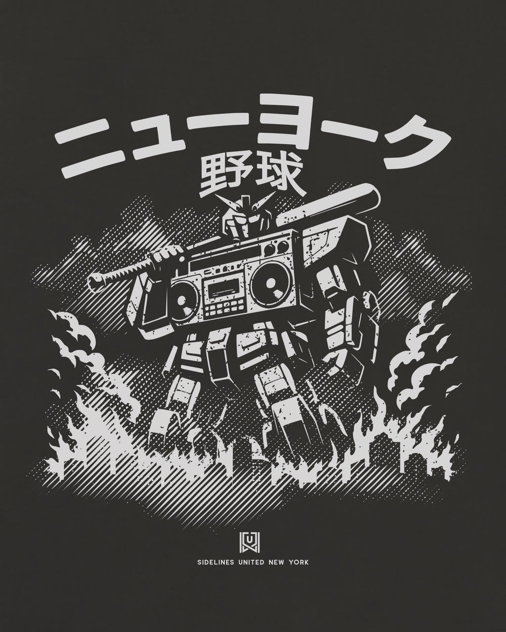 NY Mech Tee - Washed Black / White - Zoom