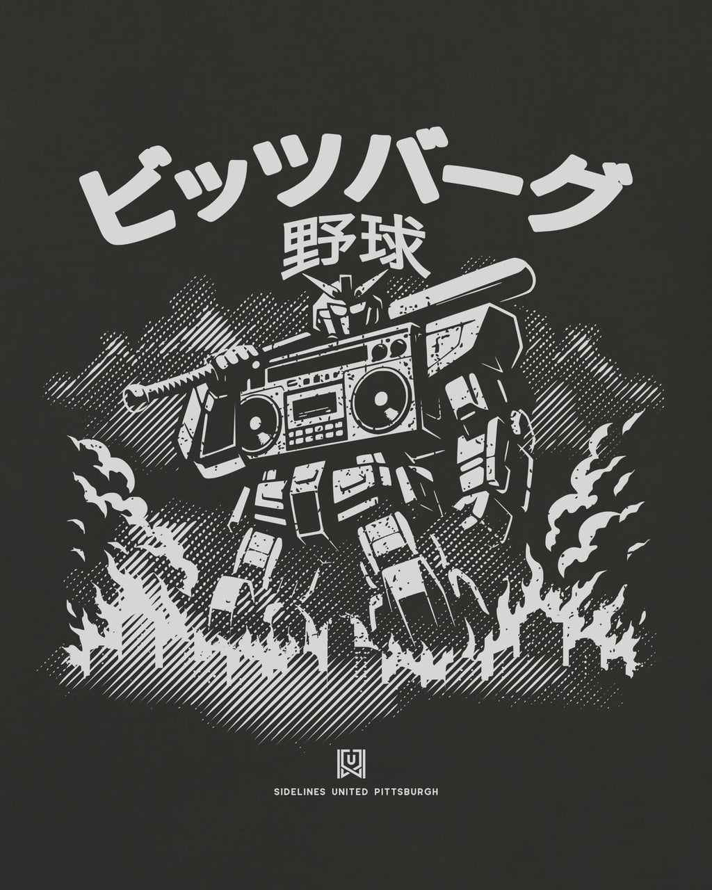 PGH Mech Tee - Washed Black / White - Zoom