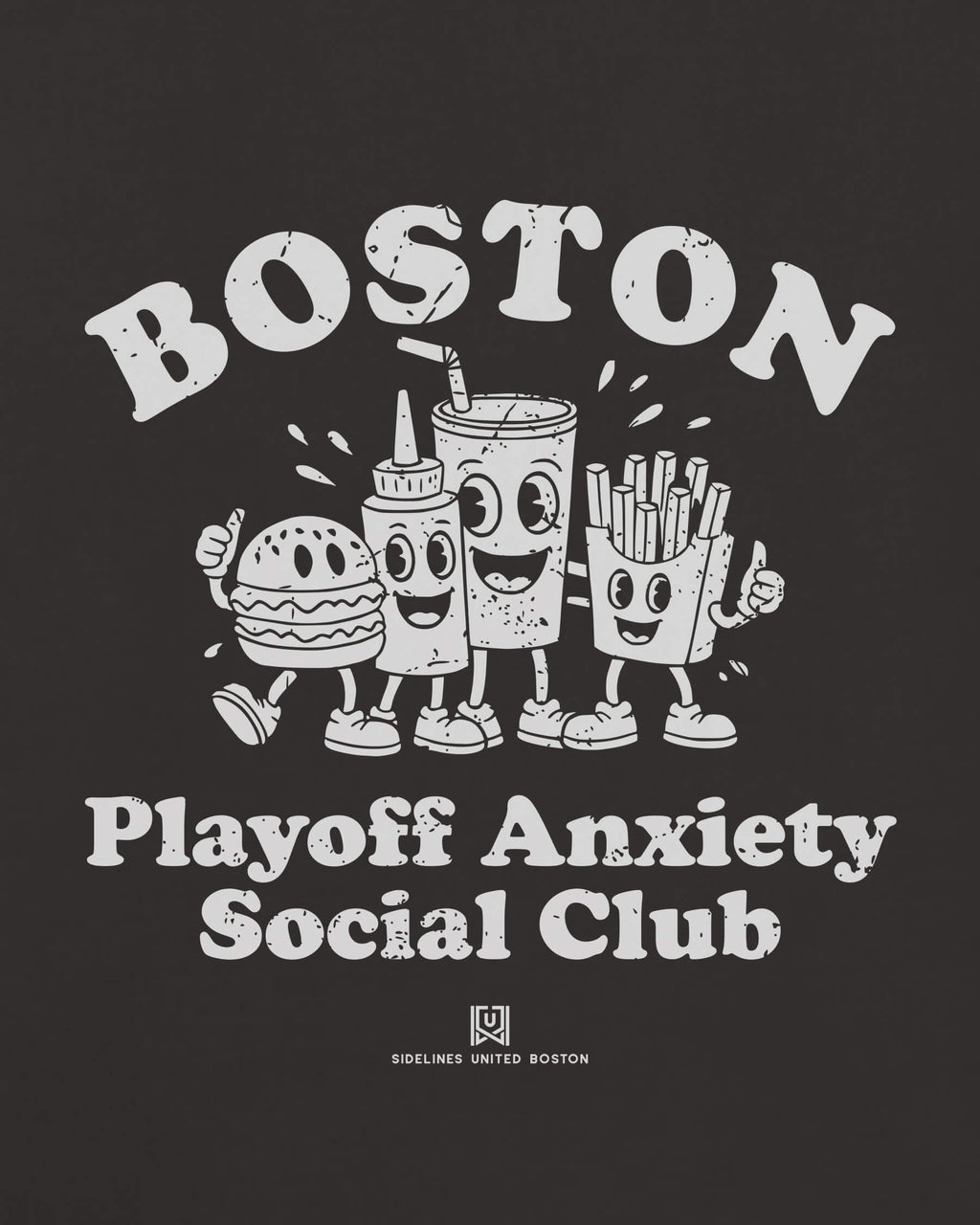 BOS Playoff Anxiety Friends Tee - Washed Black / White - Zoom
