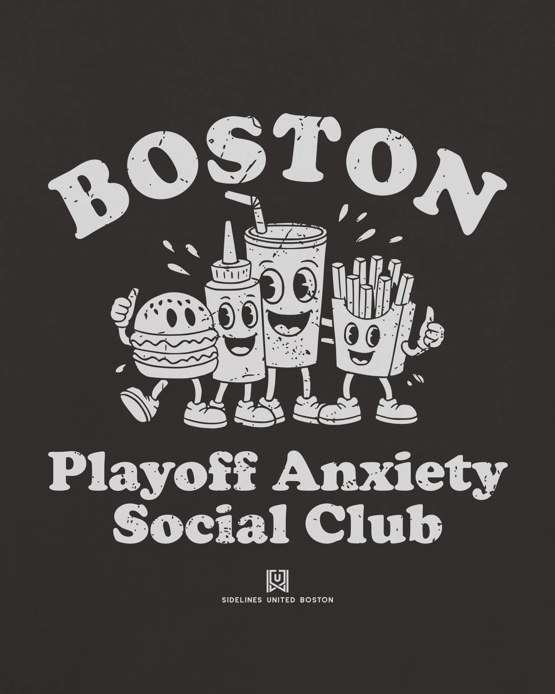 BOS Playoff Anxiety Friends Tee - Washed Black / White - Zoom
