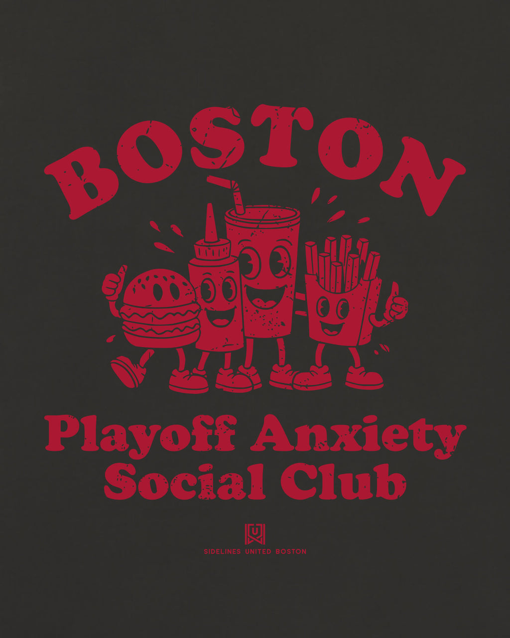 BOS Playoff Anxiety Friends Tee - Washed Black / Red - Zoom