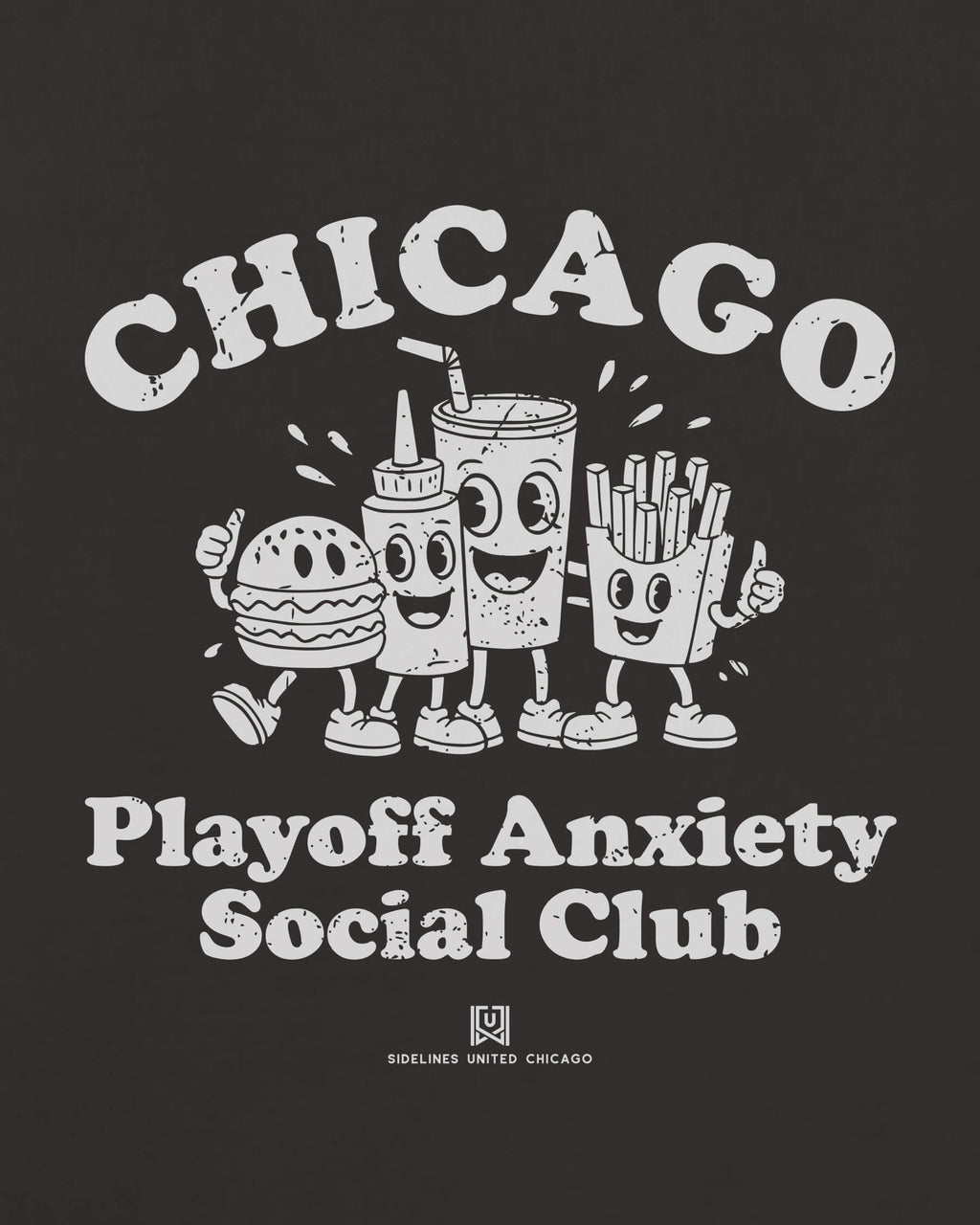 CHI Playoff Anxiety Friends Tee - Washed Black / White - Zoom