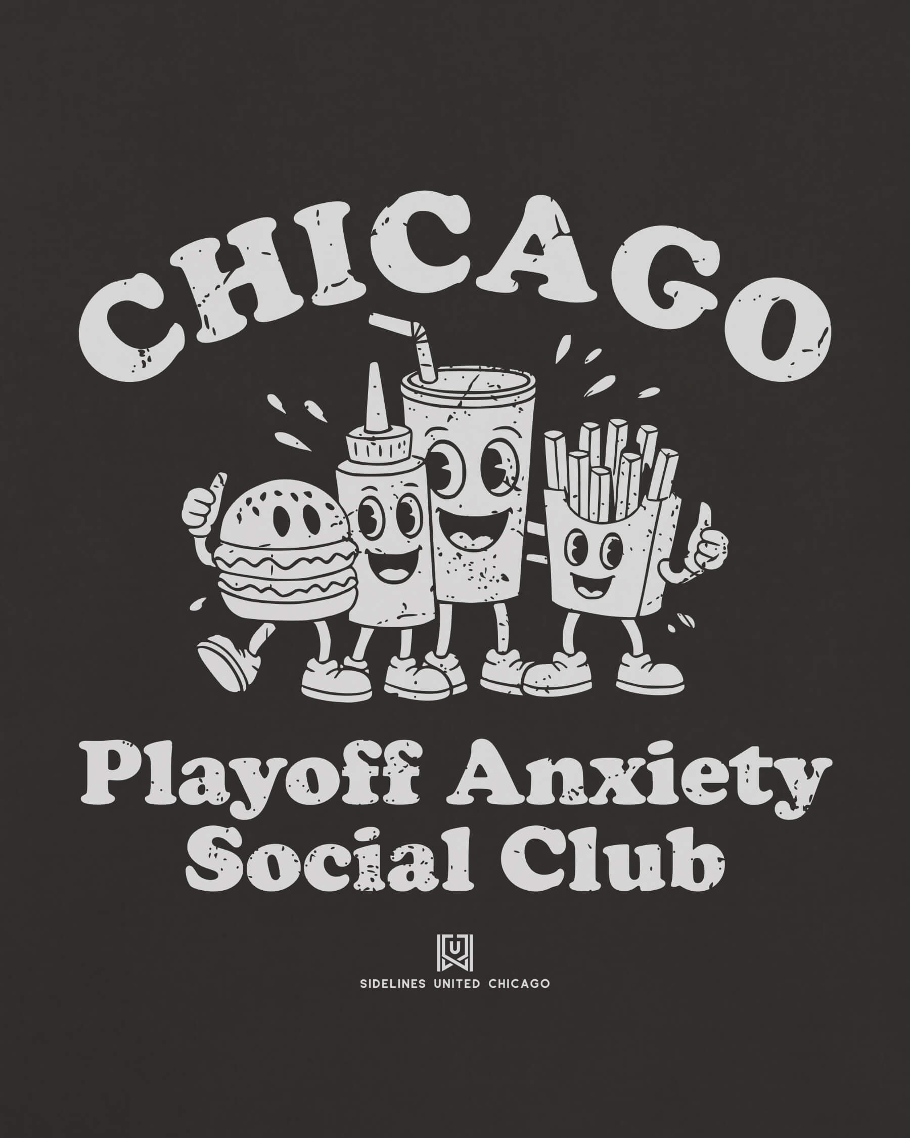 CHI Playoff Anxiety Friends Tee - Washed Black / White - Zoom