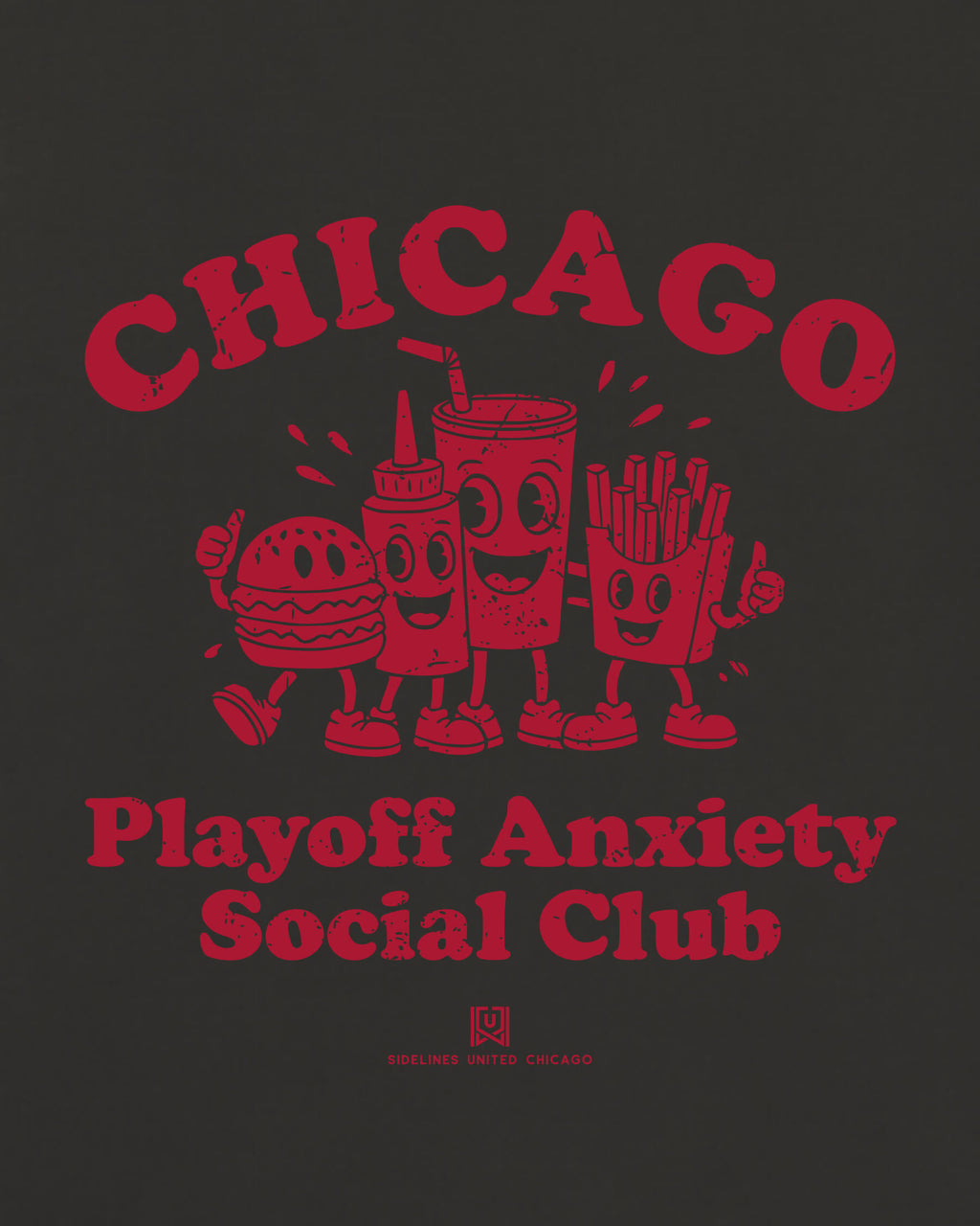CHI Playoff Anxiety Friends Tee - Washed Black / Red - Zoom