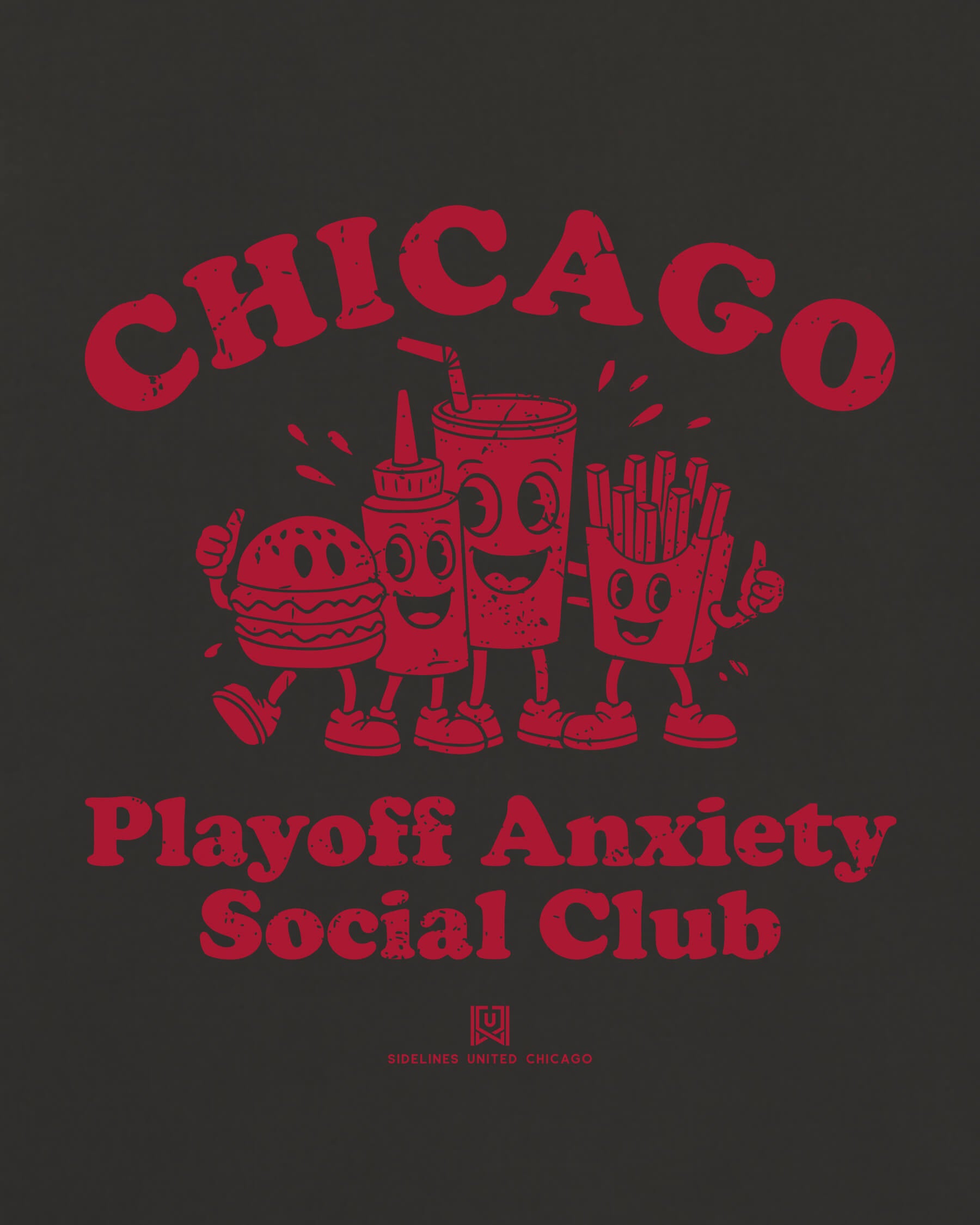 CHI Playoff Anxiety Friends Tee - Washed Black / Red - Zoom