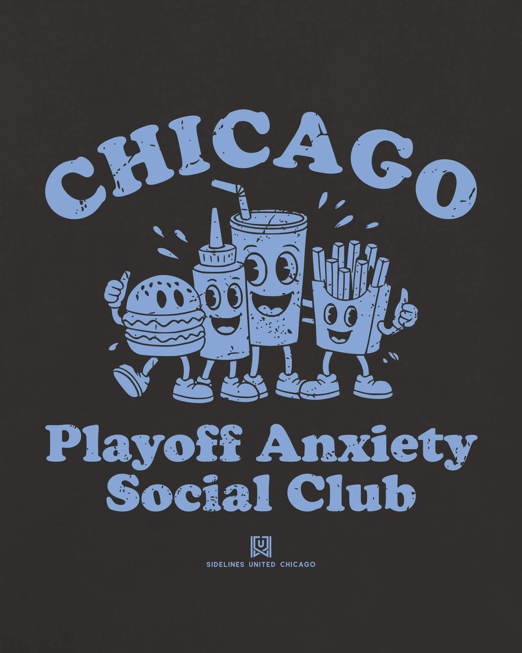 CHI Playoff Anxiety Friends Tee - Washed Black / Blue - Zoom