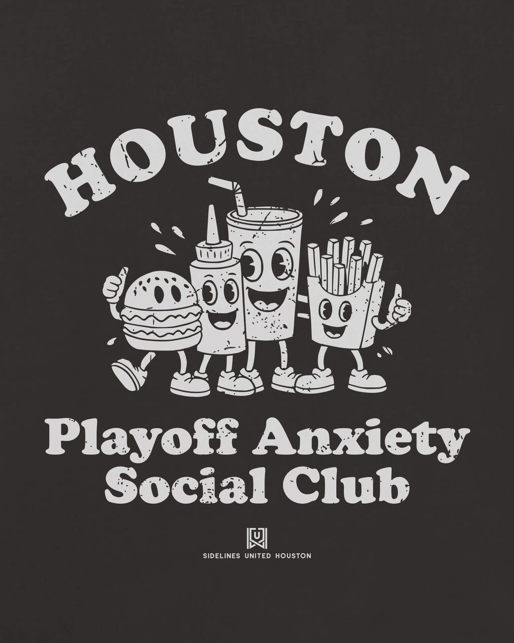 HOU Playoff Anxiety Friends Tee - Washed Black / White - Zoom