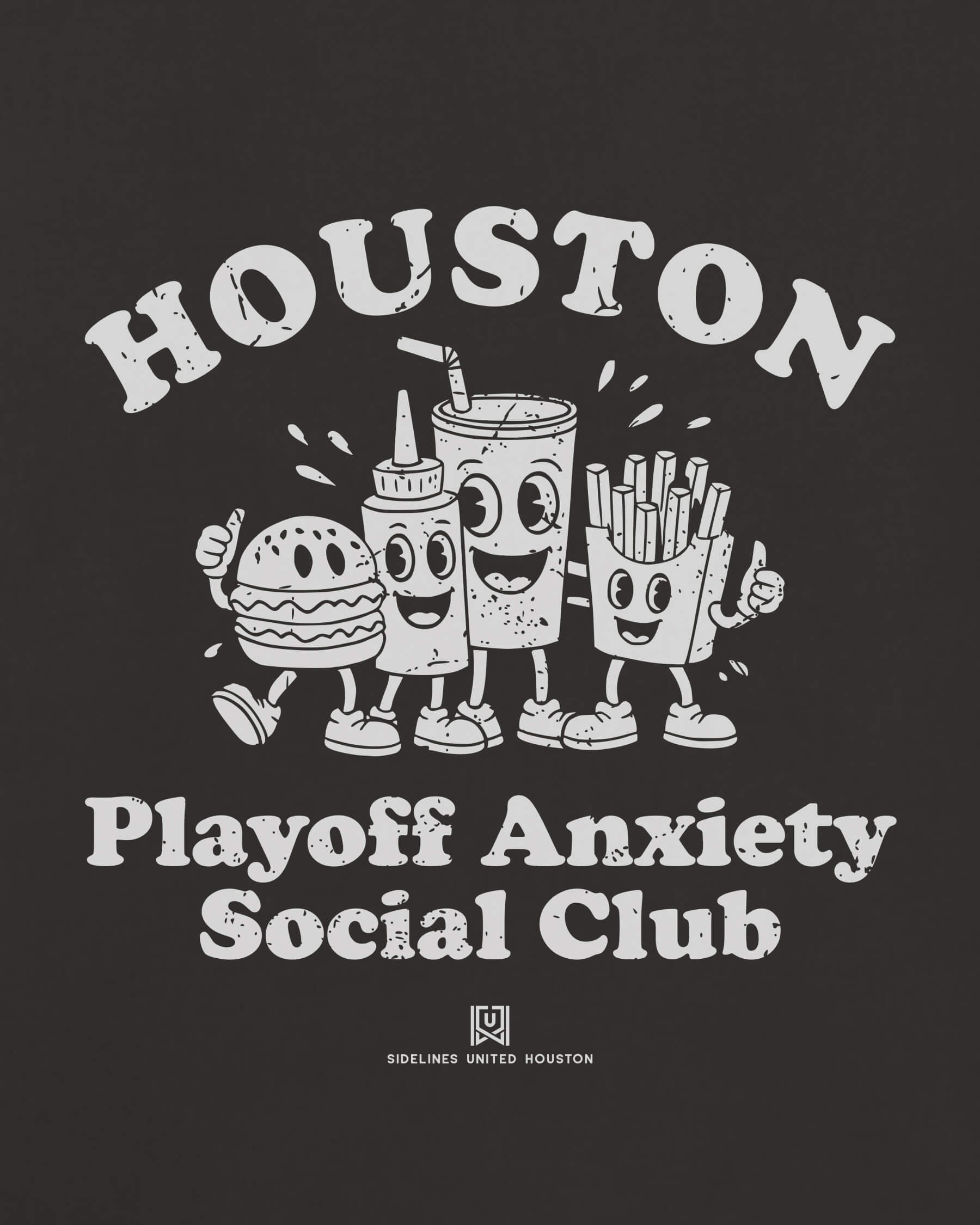 HOU Playoff Anxiety Friends Tee - Washed Black / White - Zoom