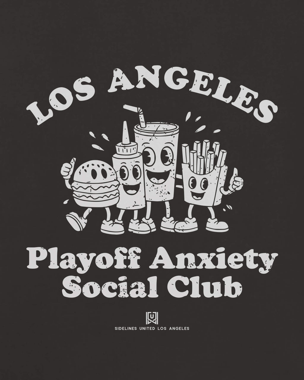 LA Playoff Anxiety Friends Tee - Washed Black / White - Zoom