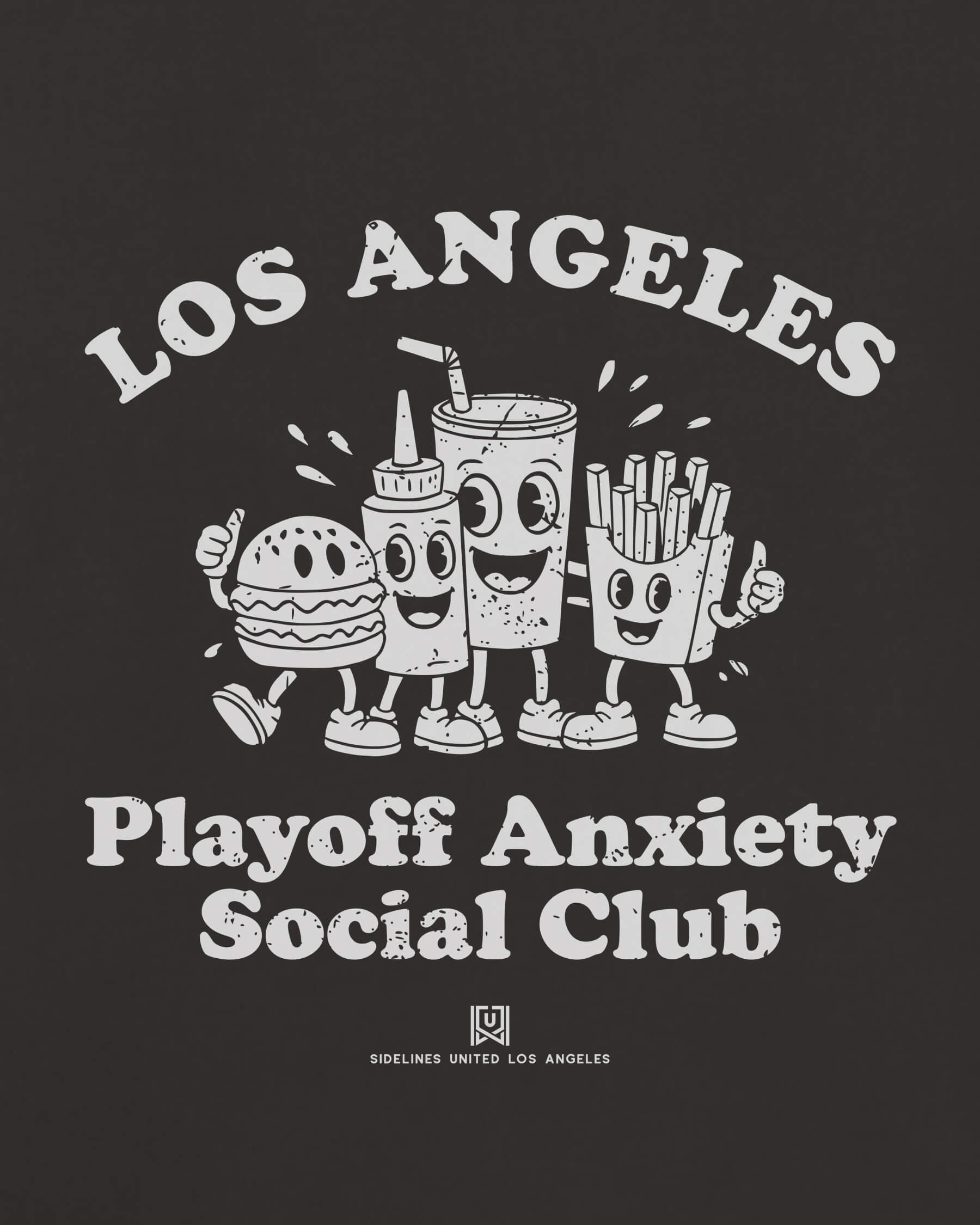 LA Playoff Anxiety Friends Tee - Washed Black / White - Zoom