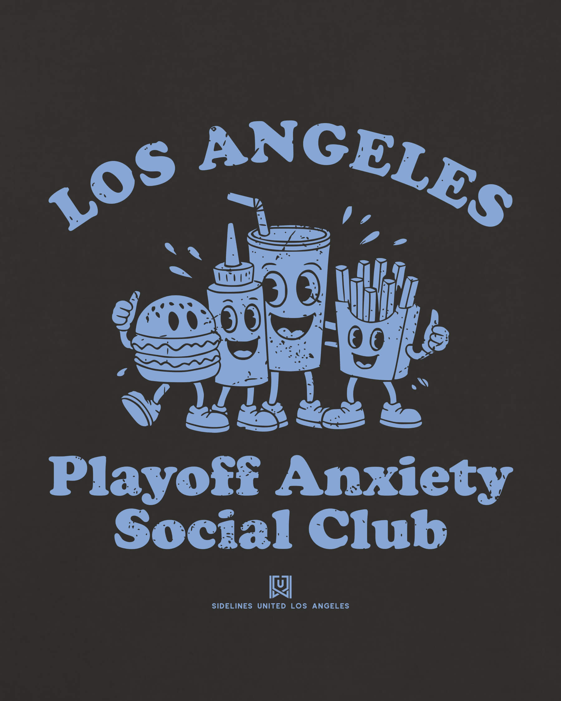 LA Playoff Anxiety Friends Tee - Washed Black / Blue - Zoom
