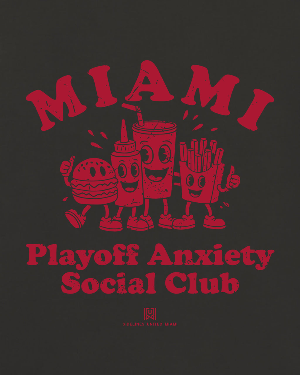 MIA Playoff Anxiety Friends Tee - Washed Black / Red - Zoom