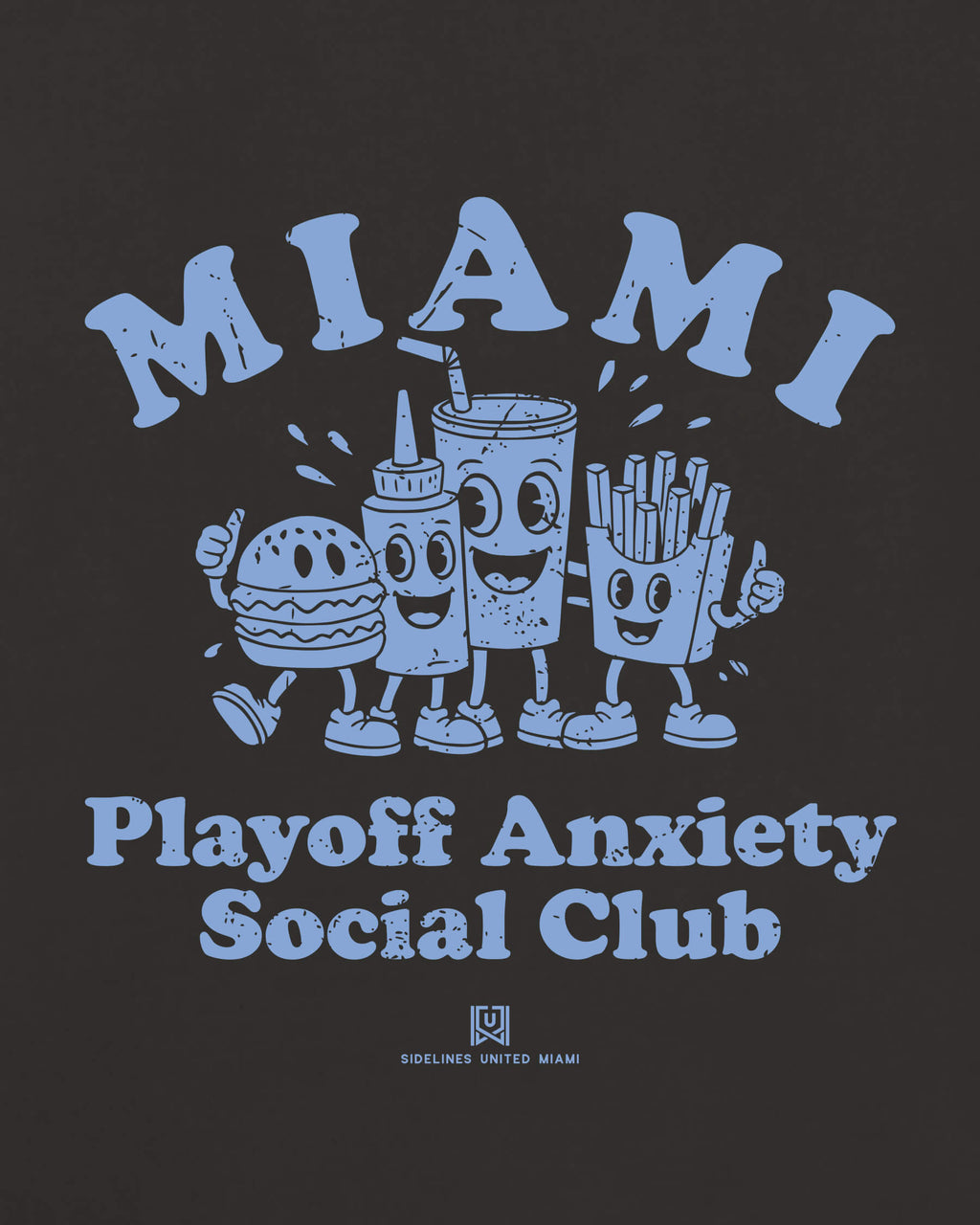 MIA Playoff Anxiety Friends Tee - Washed Black / Blue - Zoom