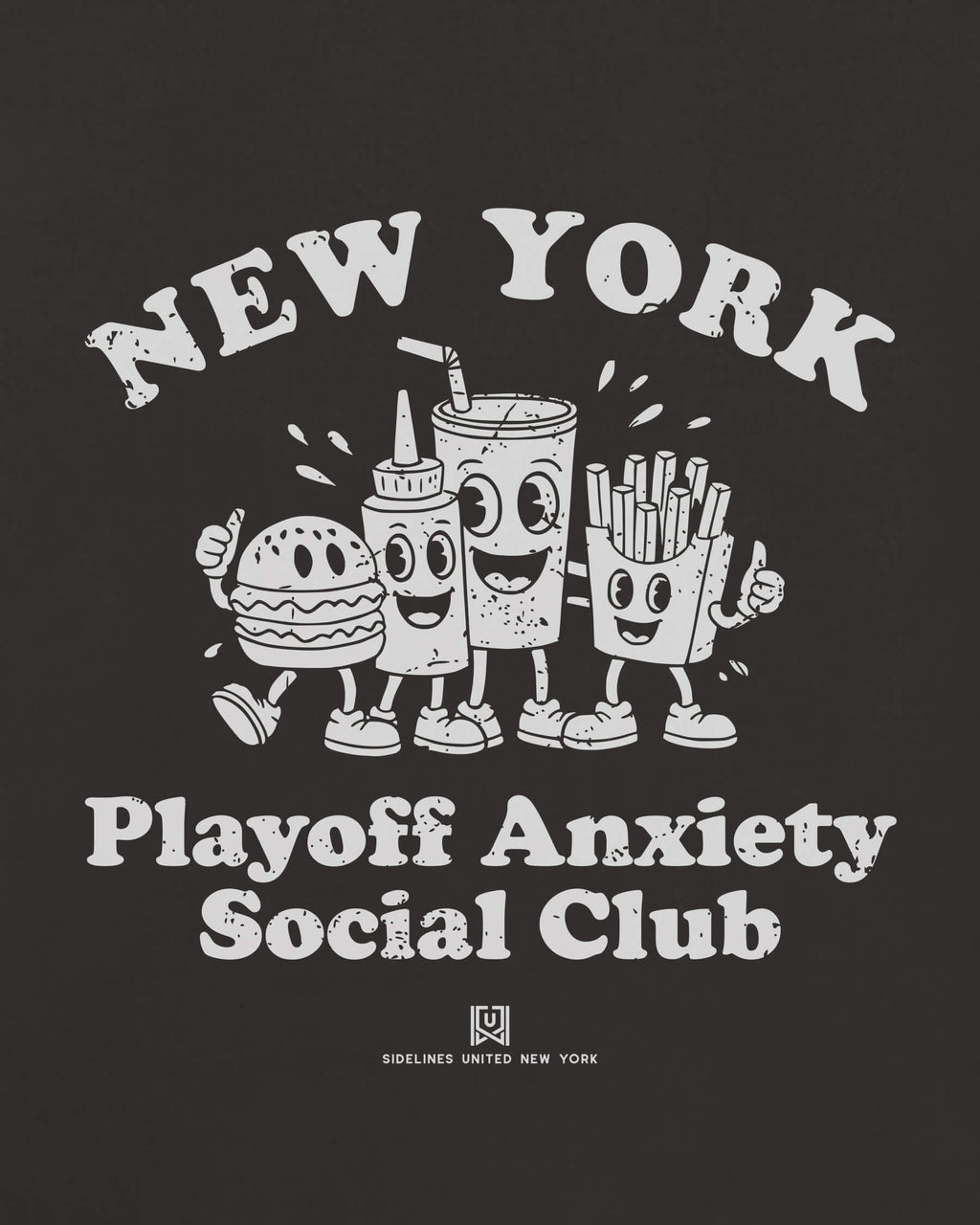 NY Playoff Anxiety Friends Tee - Washed Black / White - Zoom
