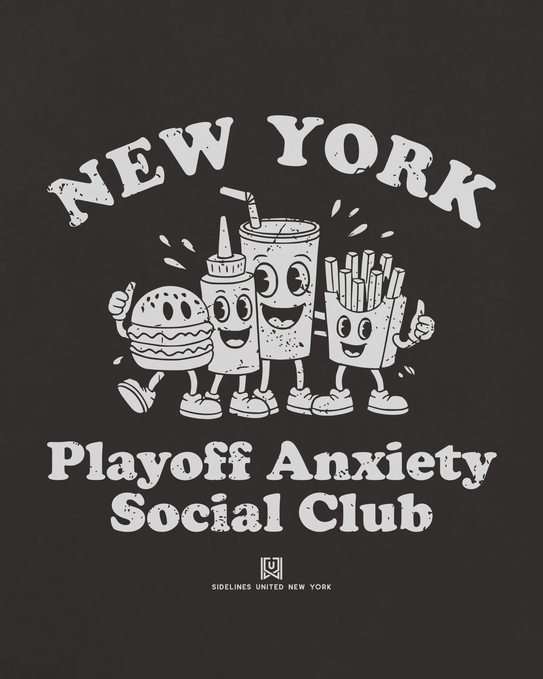 NY Playoff Anxiety Friends Tee - Washed Black / White - Zoom