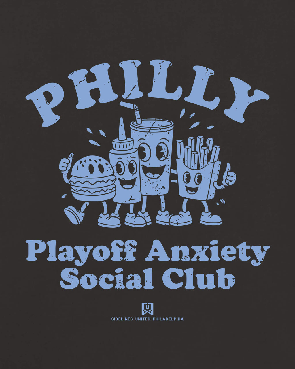 Philly Playoff Anxiety Friends Tee - Washed Black / Blue - Zoom