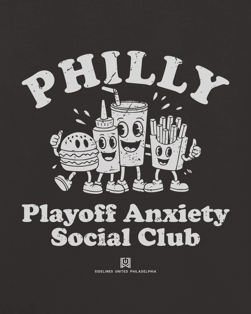 Philly Playoff Anxiety Friends Tee - Washed Black / White - Zoom