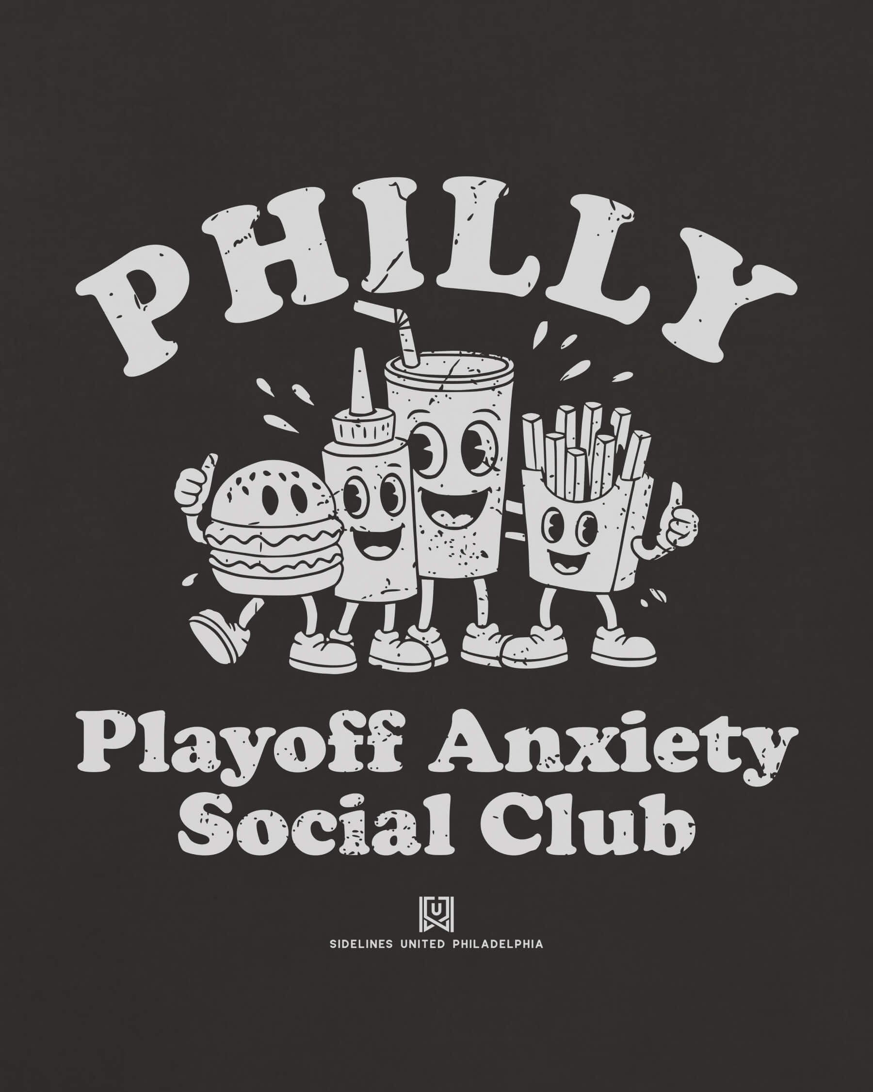 Philly Playoff Anxiety Friends Tee - Washed Black / White - Zoom