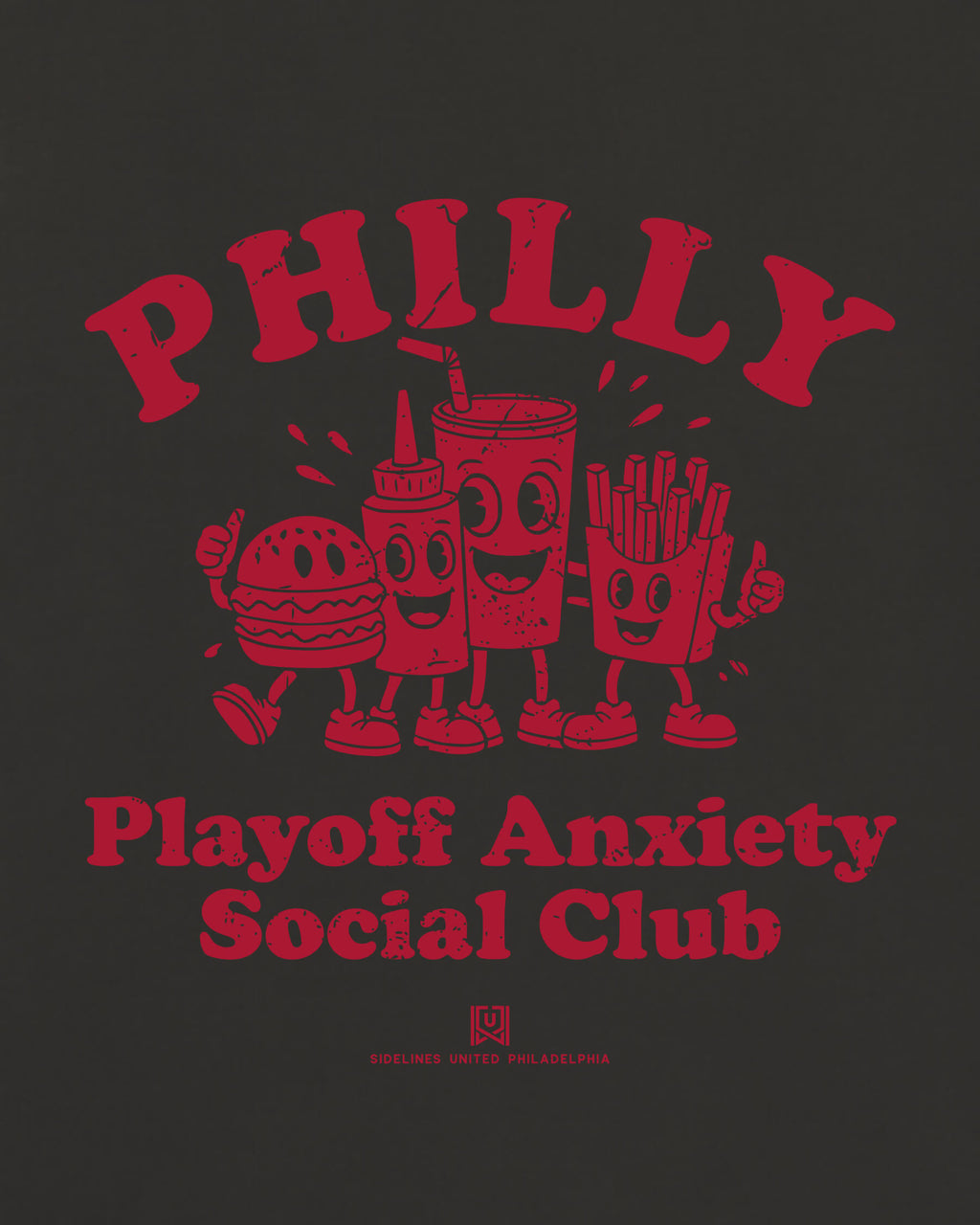 Philly Playoff Anxiety Friends Tee - Washed Black / Red - Zoom