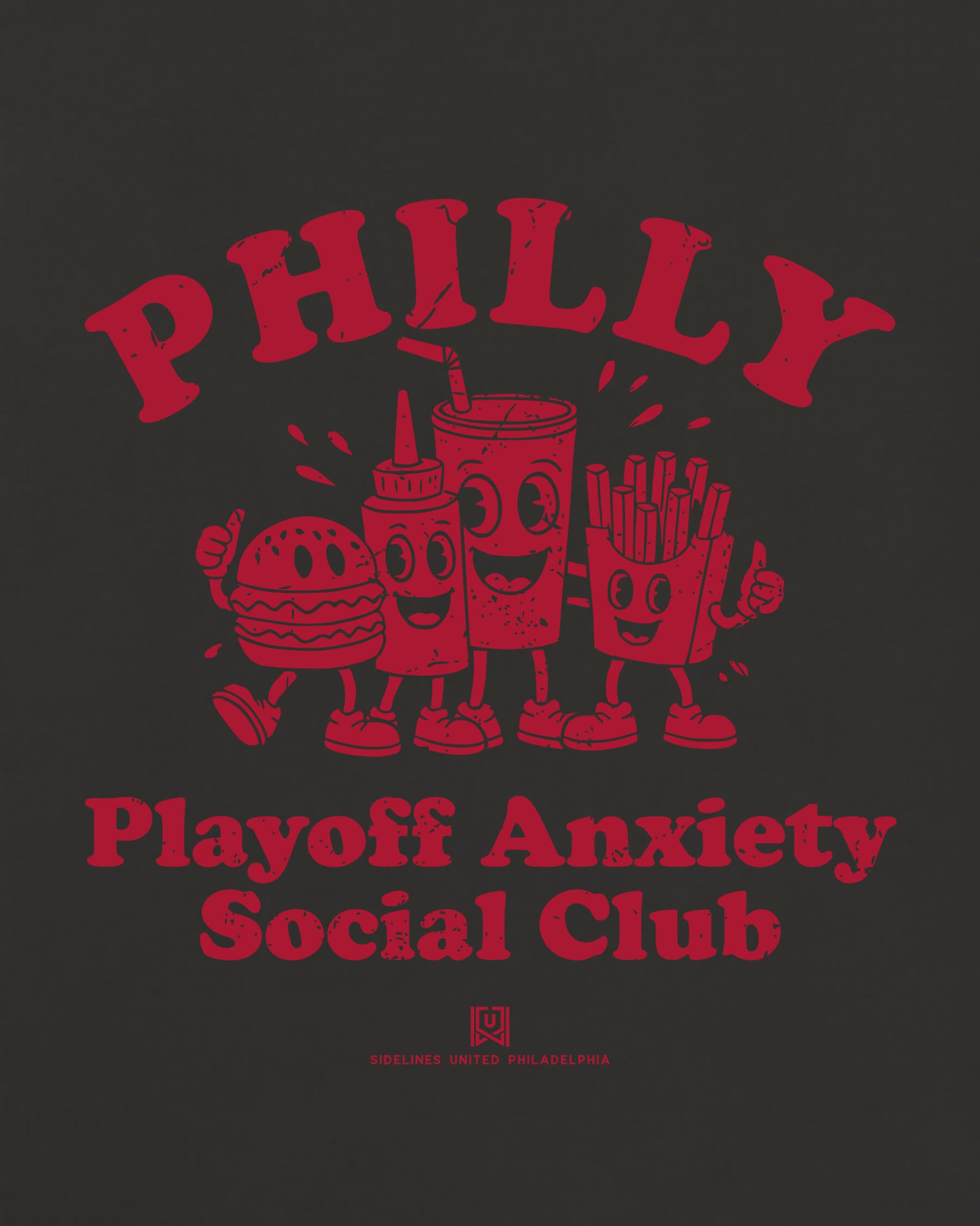 Philly Playoff Anxiety Friends Tee - Washed Black / Red - Zoom