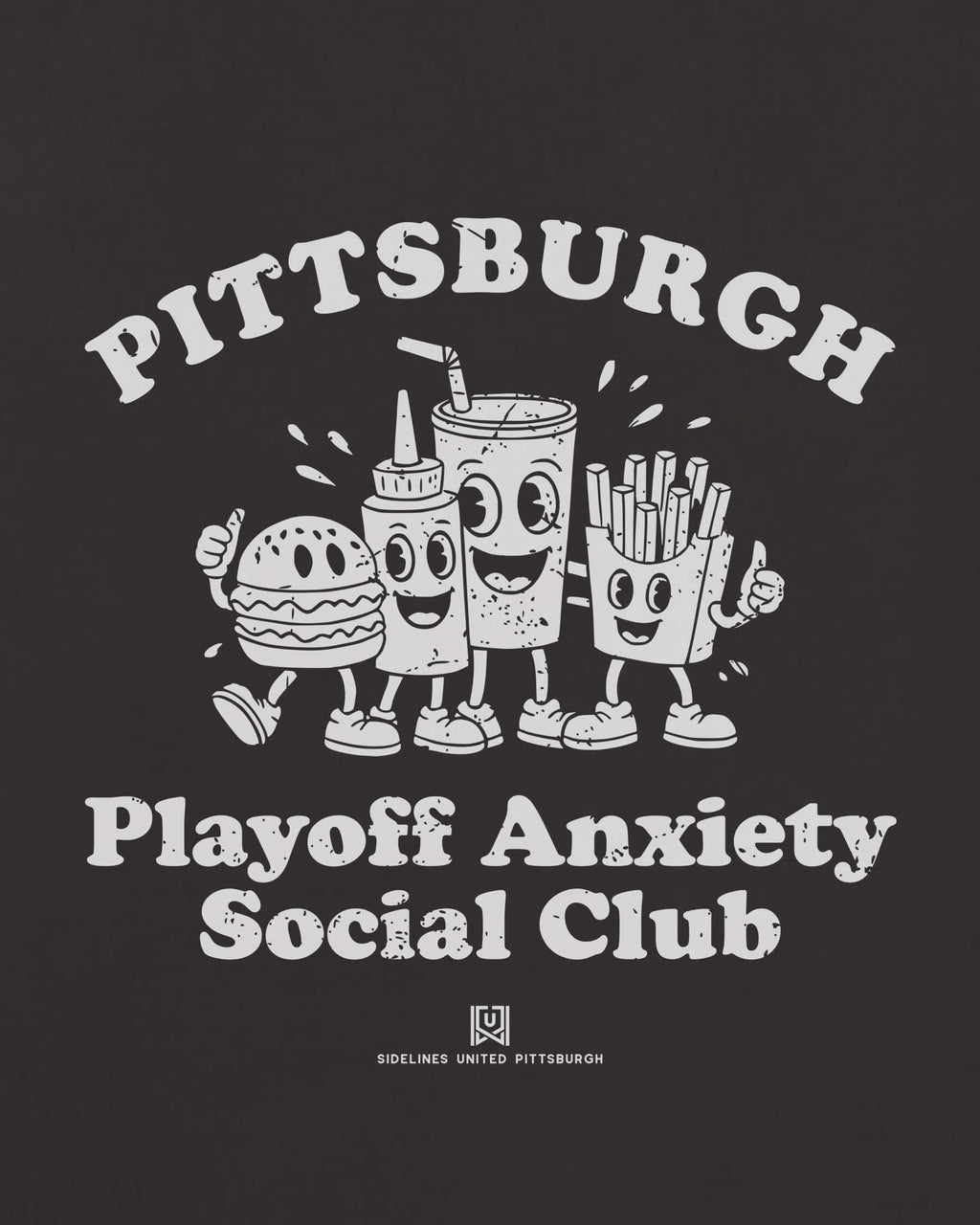 PGH Playoff Anxiety Friends Tee - Washed Black / White - Zoom