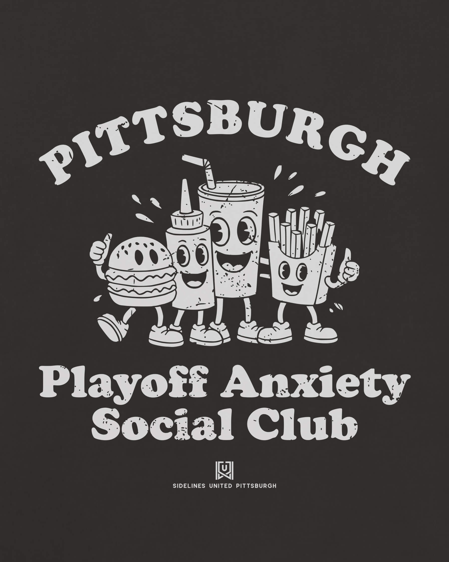 PGH Playoff Anxiety Friends Tee - Washed Black / White - Zoom