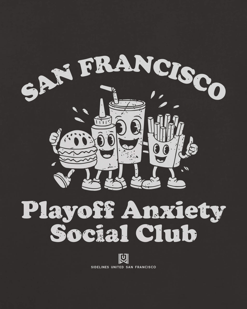 SF Playoff Anxiety Friends Tee - Washed Black / White - Zoom